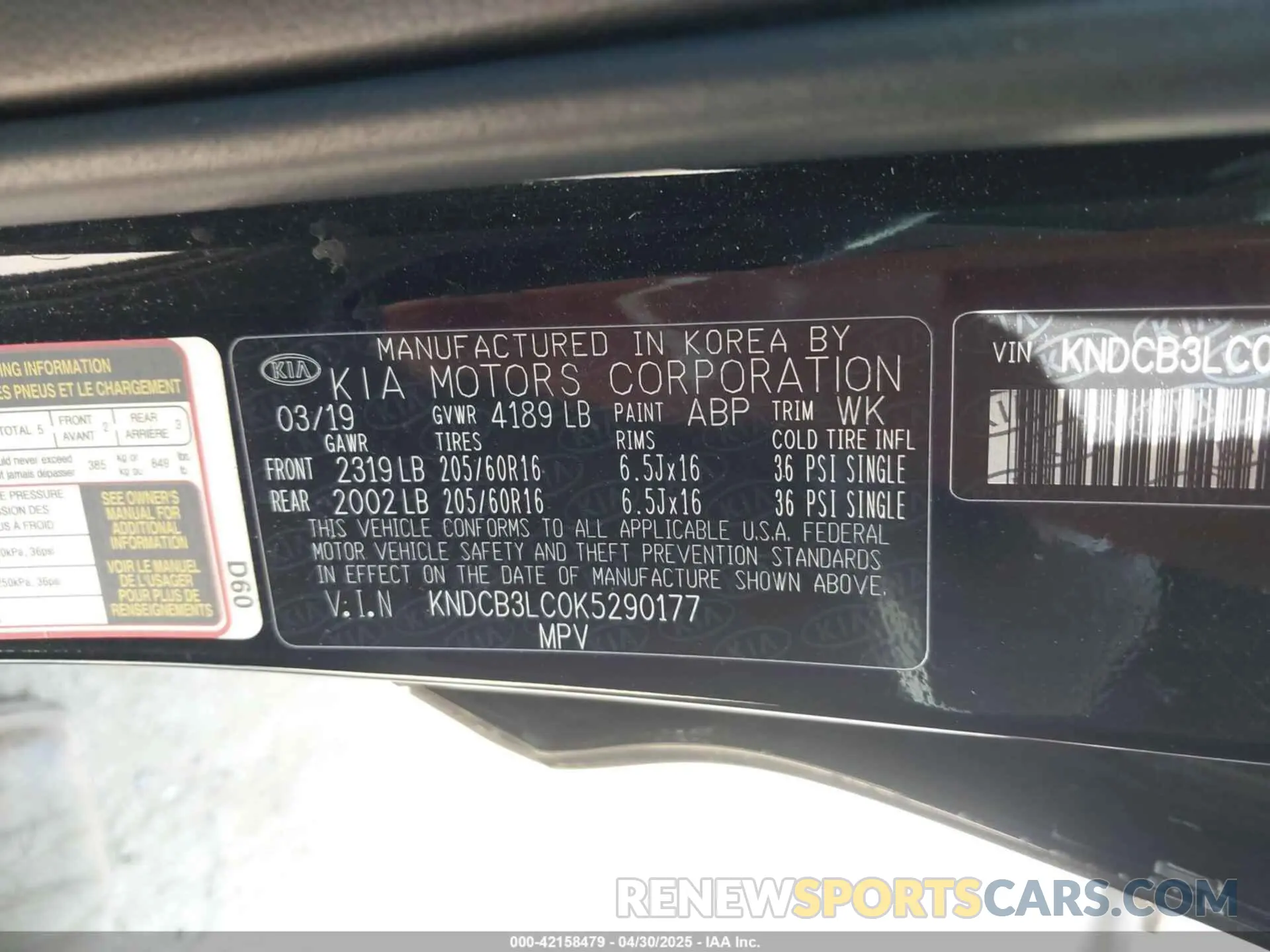 9 Photograph of a damaged car KNDCB3LC0K5290177 KIA NIRO 2019