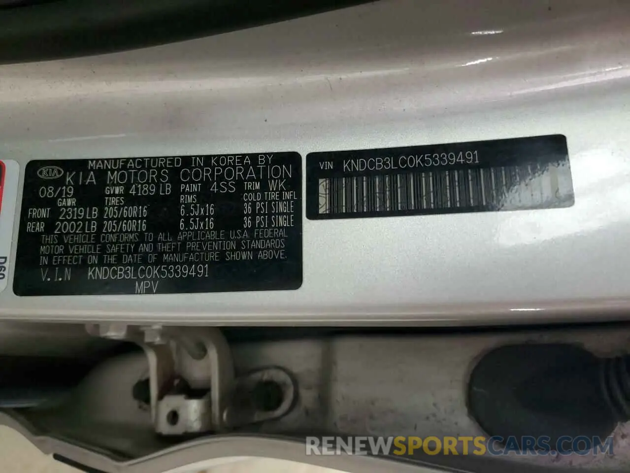 12 Photograph of a damaged car KNDCB3LC0K5339491 KIA NIRO 2019