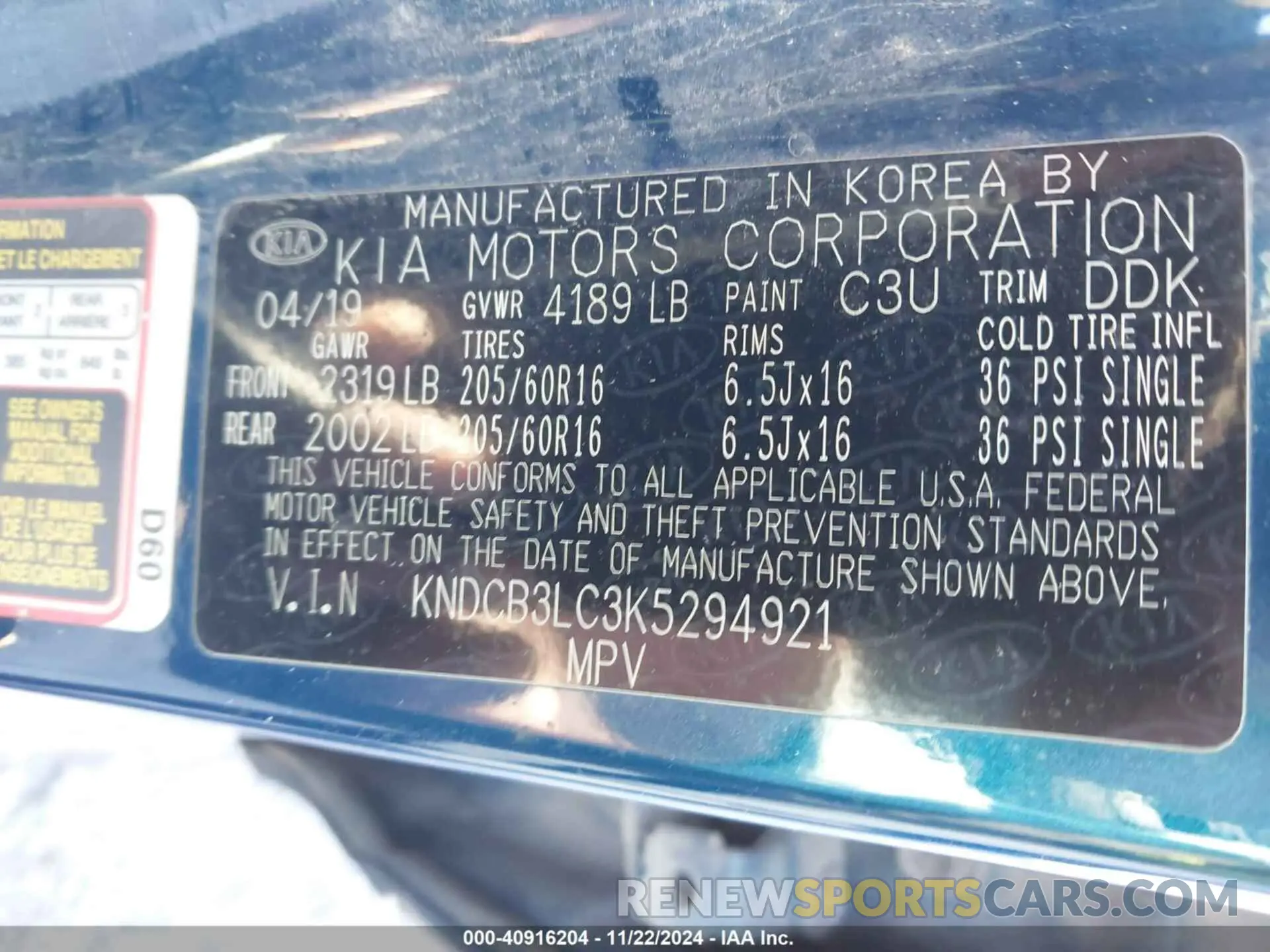 9 Photograph of a damaged car KNDCB3LC3K5294921 KIA NIRO 2019