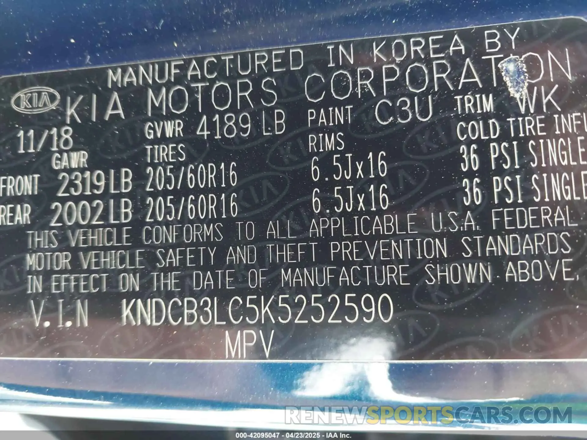 9 Photograph of a damaged car KNDCB3LC5K5252590 KIA NIRO 2019
