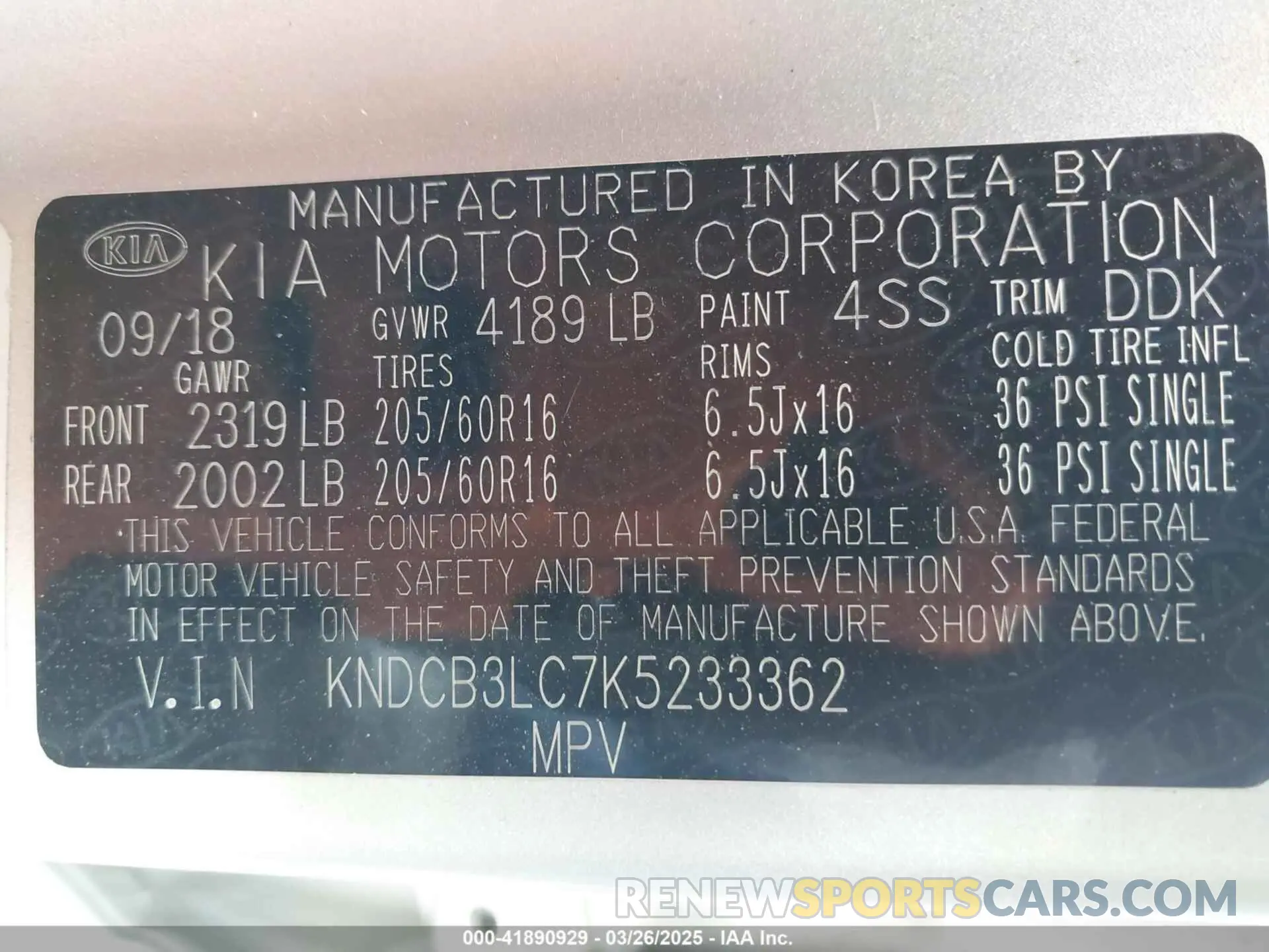 9 Photograph of a damaged car KNDCB3LC7K5233362 KIA NIRO 2019