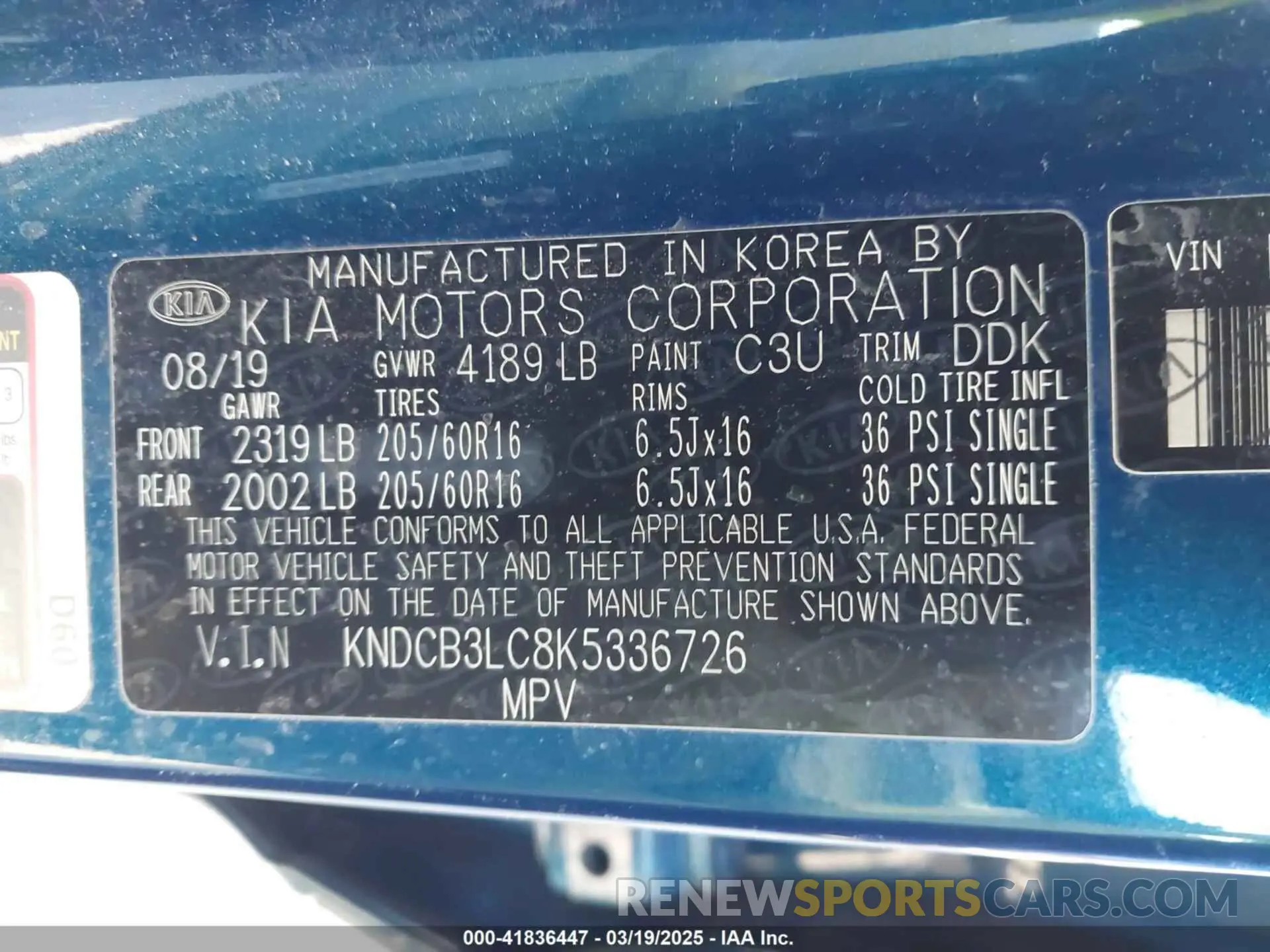 9 Photograph of a damaged car KNDCB3LC8K5336726 KIA NIRO 2019