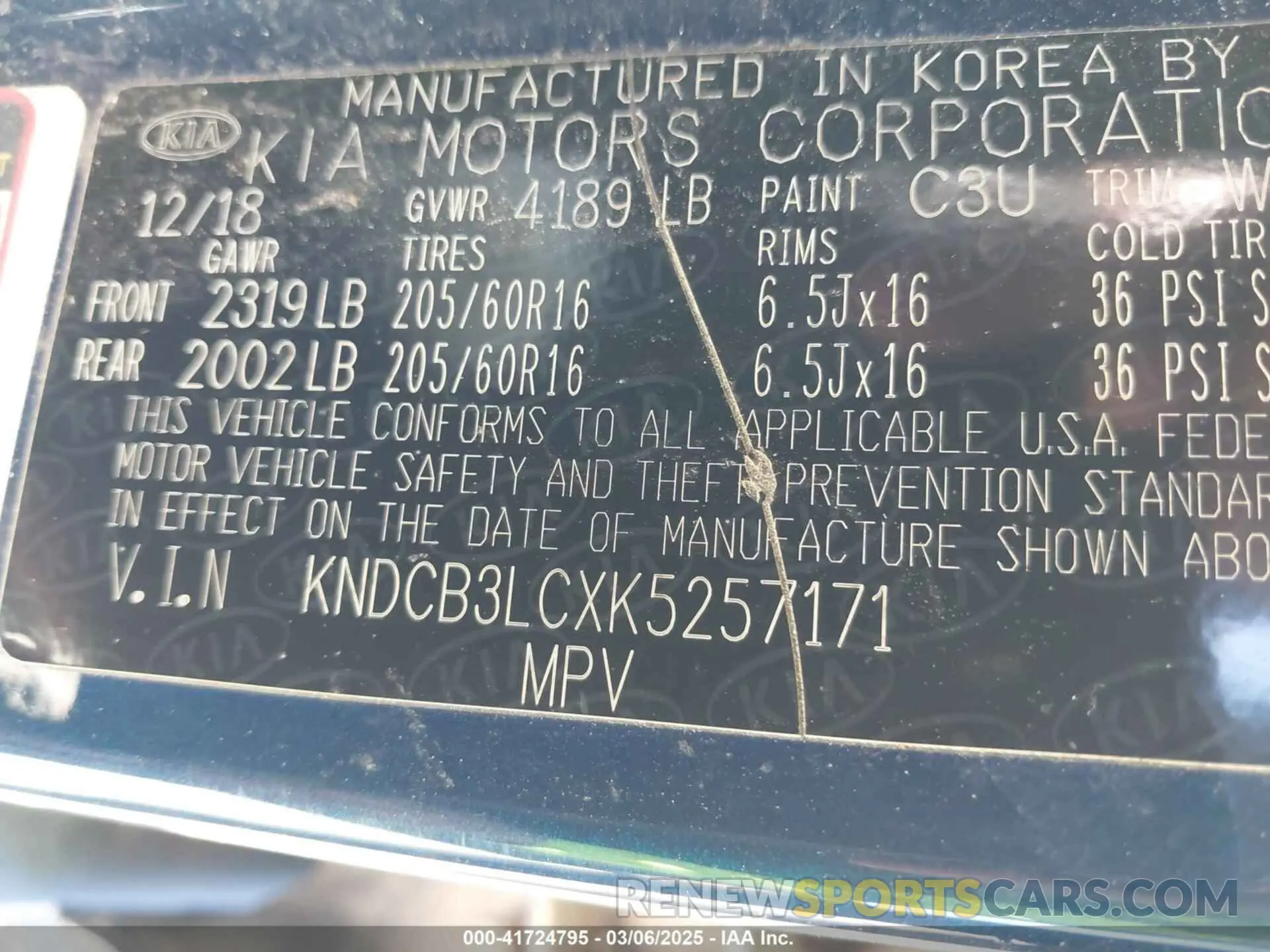 9 Photograph of a damaged car KNDCB3LCXK5257171 KIA NIRO 2019