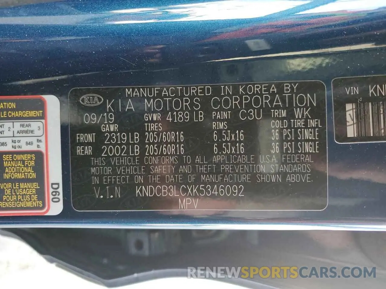 14 Photograph of a damaged car KNDCB3LCXK5346092 KIA NIRO 2019