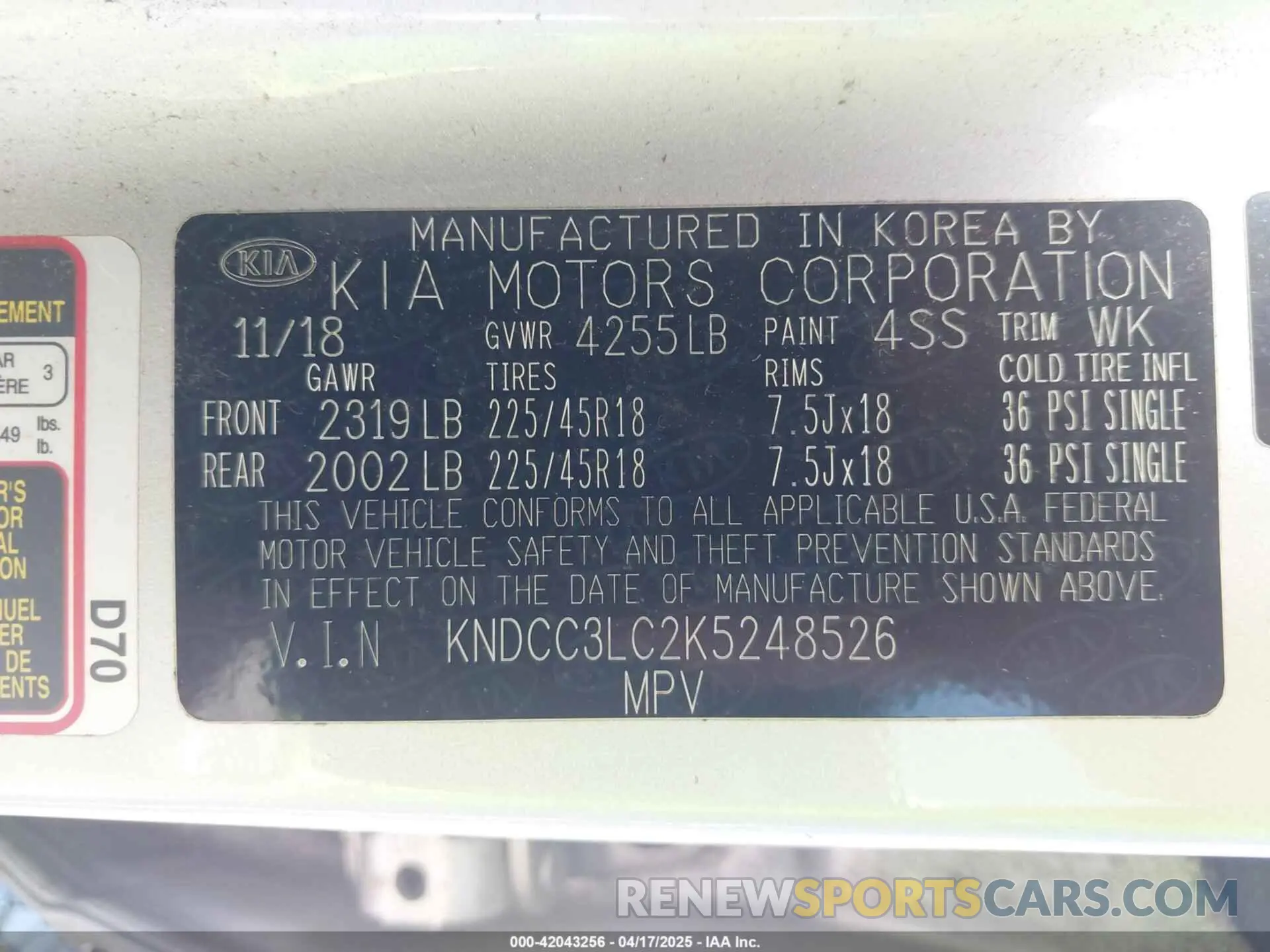 9 Photograph of a damaged car KNDCC3LC2K5248526 KIA NIRO 2019