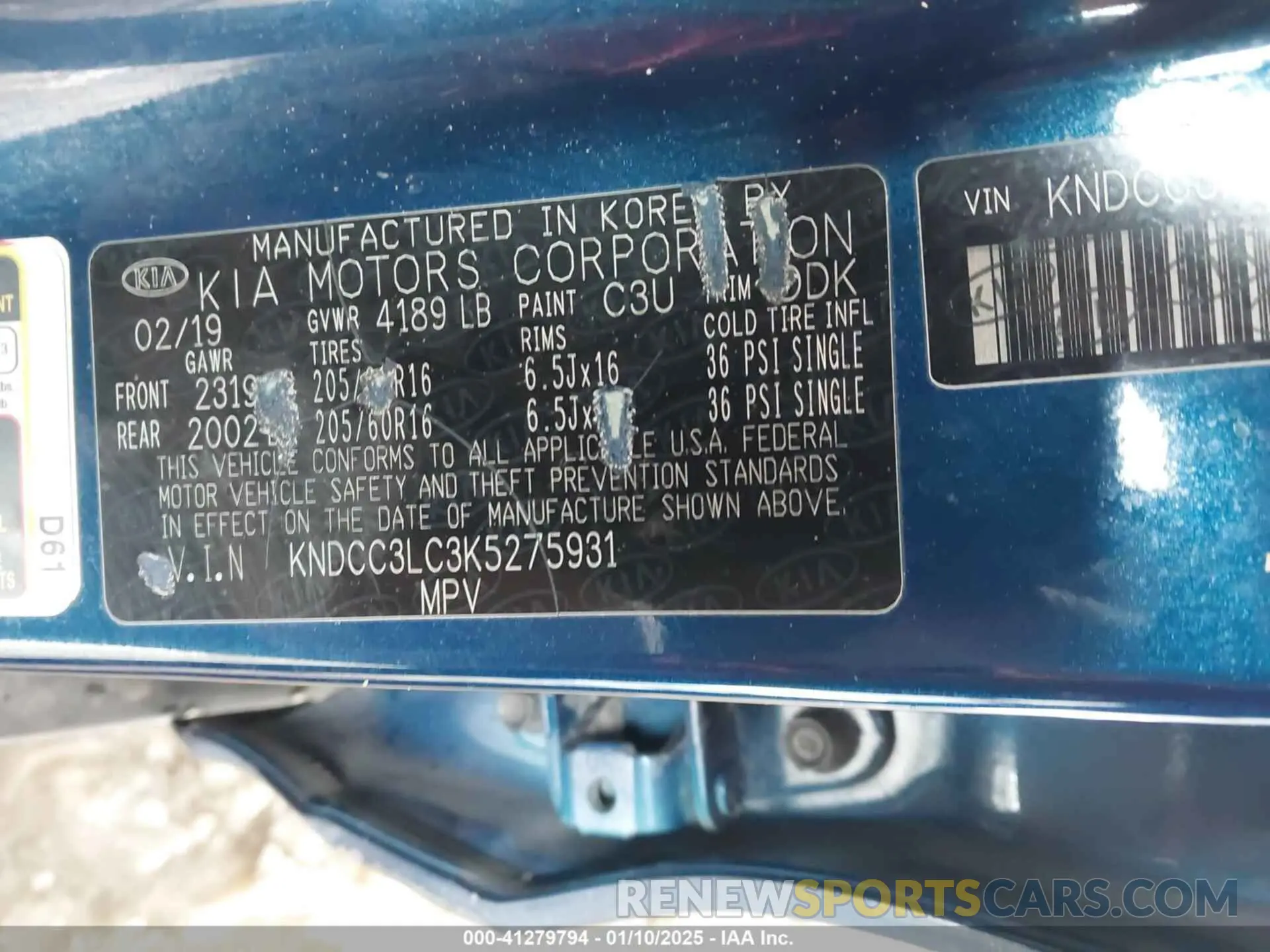 9 Photograph of a damaged car KNDCC3LC3K5275931 KIA NIRO 2019