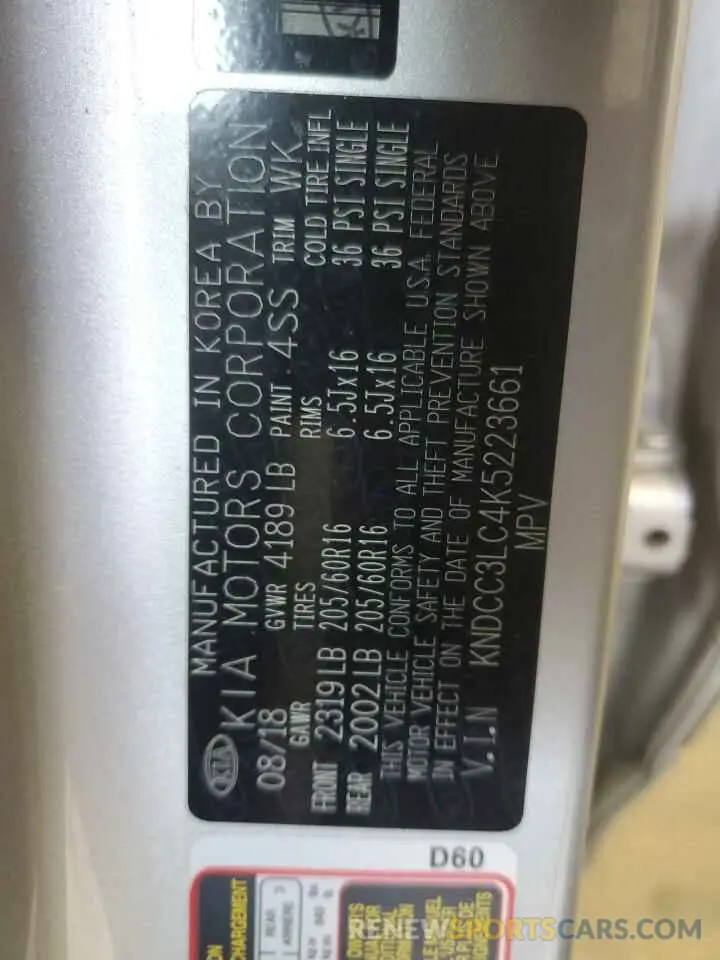 14 Photograph of a damaged car KNDCC3LC4K5223661 KIA NIRO 2019