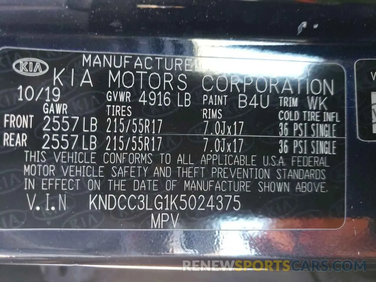 14 Photograph of a damaged car KNDCC3LG1K5024375 KIA NIRO 2019