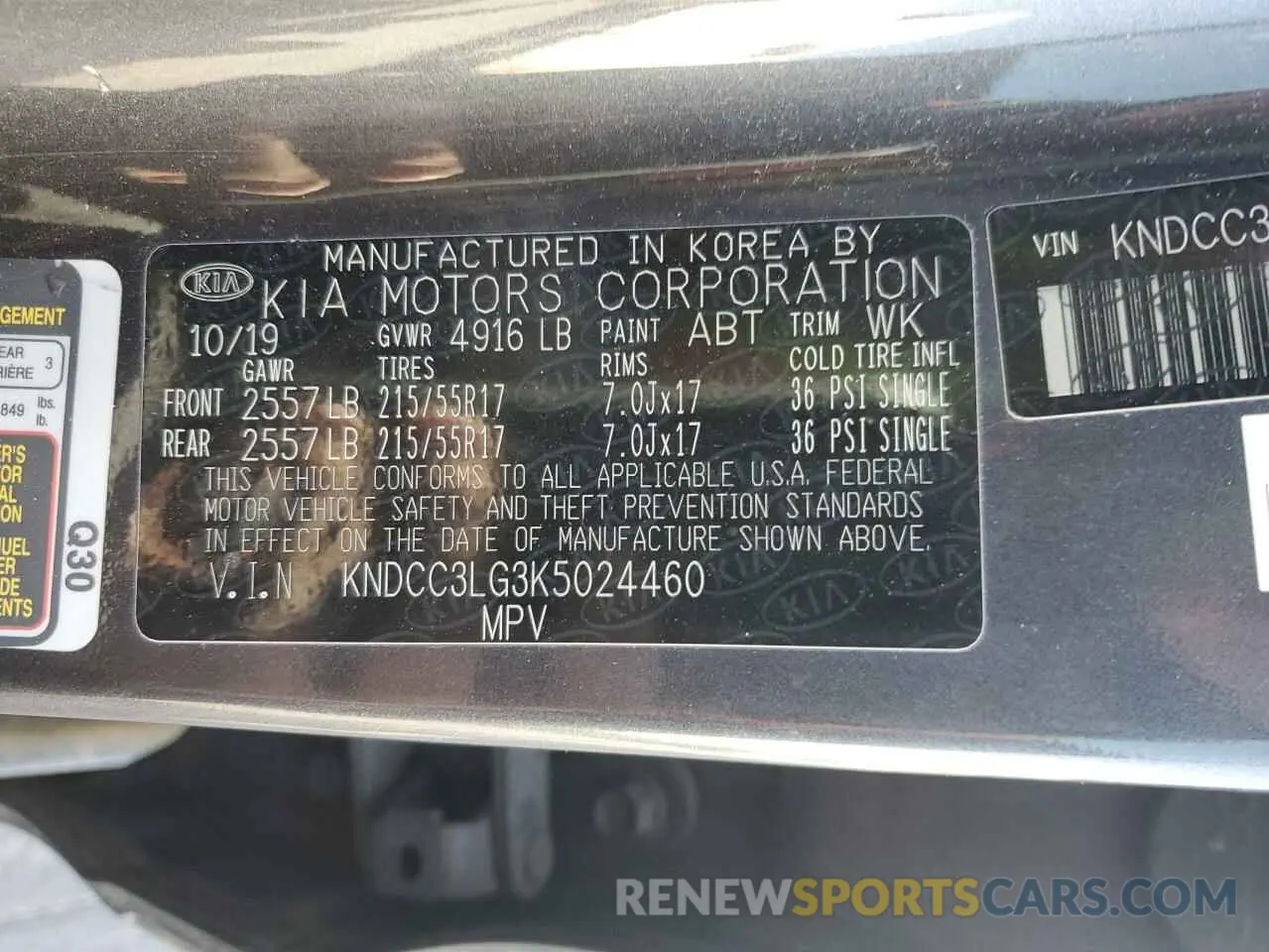 13 Photograph of a damaged car KNDCC3LG3K5024460 KIA NIRO 2019