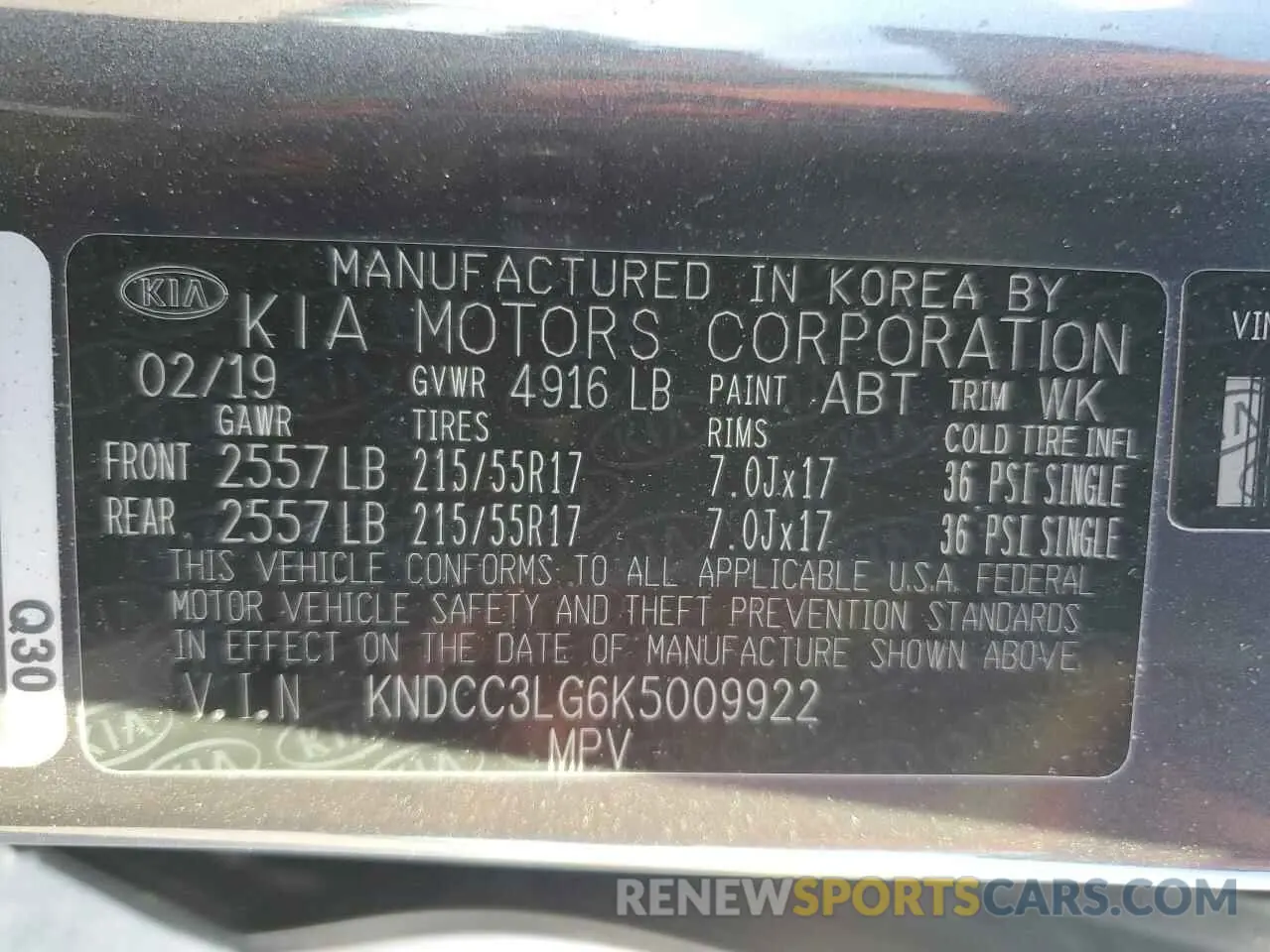 13 Photograph of a damaged car KNDCC3LG6K5009922 KIA NIRO 2019