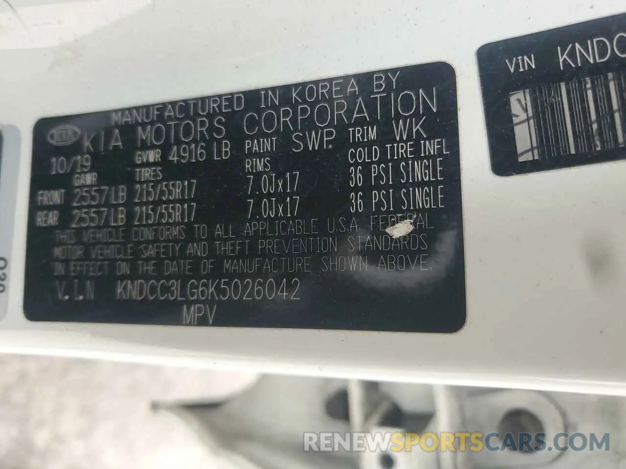 13 Photograph of a damaged car KNDCC3LG6K5026042 KIA NIRO 2019