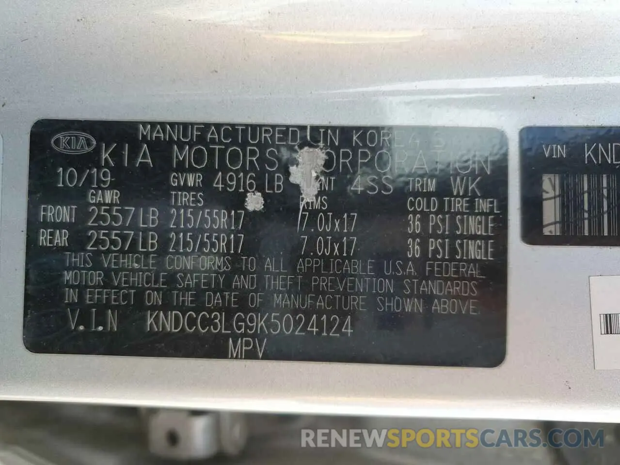 12 Photograph of a damaged car KNDCC3LG9K5024124 KIA NIRO 2019
