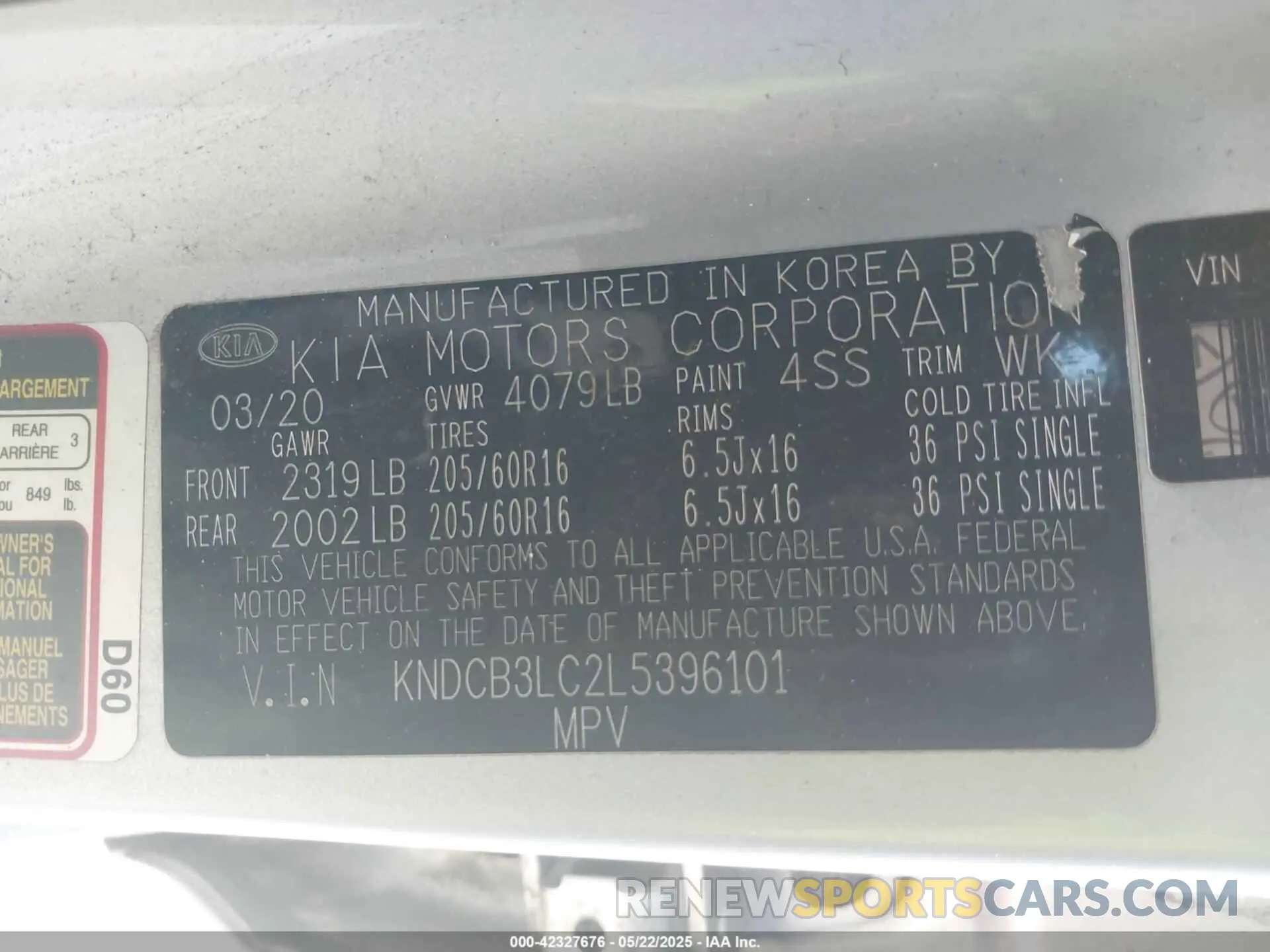 9 Photograph of a damaged car KNDCB3LC2L5396101 KIA NIRO 2020