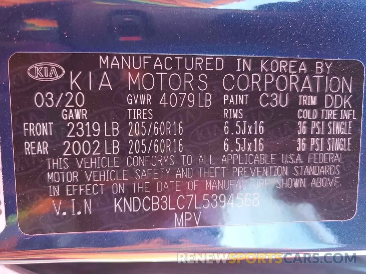 14 Photograph of a damaged car KNDCB3LC7L5394568 KIA NIRO 2020