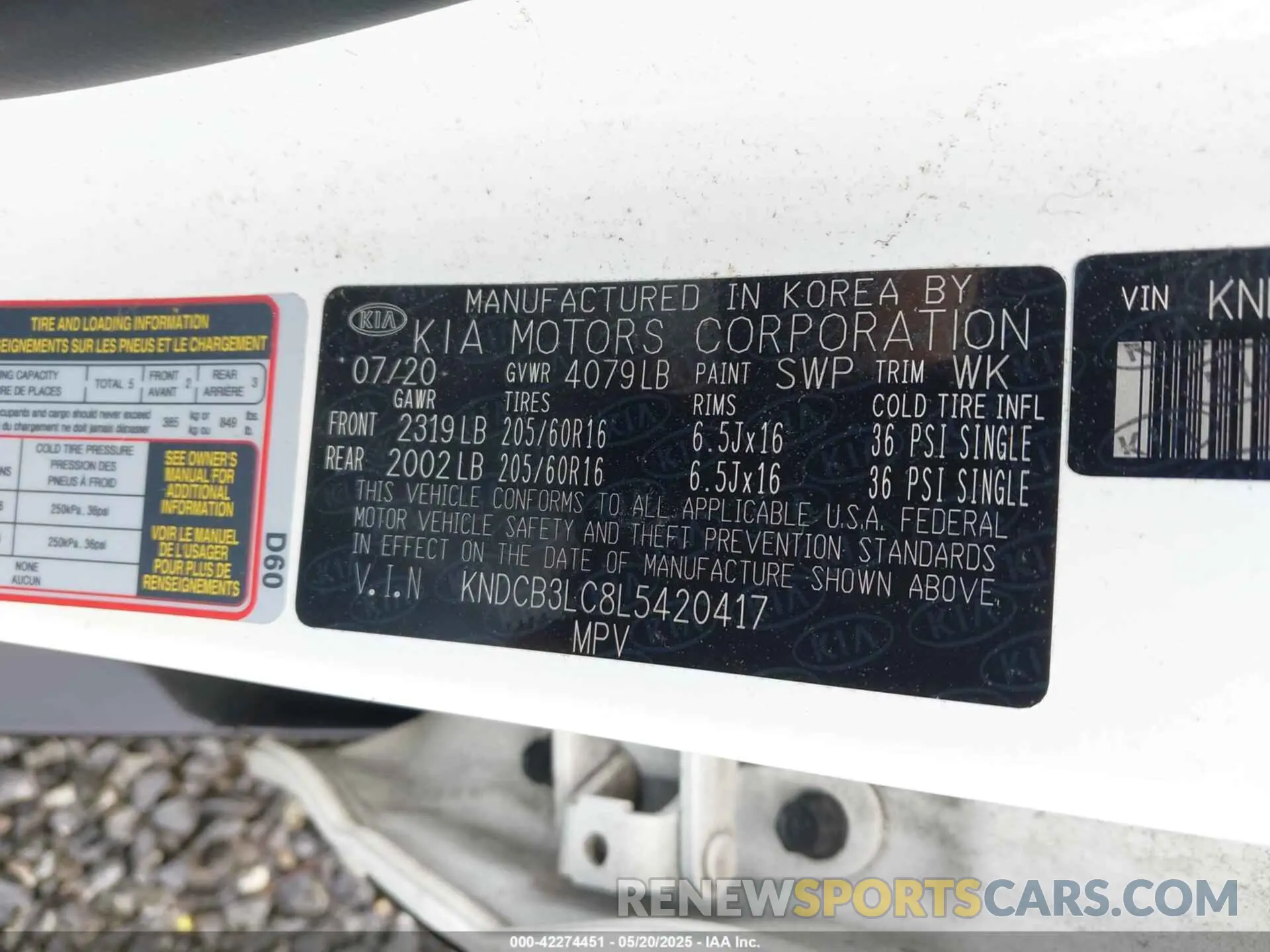 9 Photograph of a damaged car KNDCB3LC8L5420417 KIA NIRO 2020
