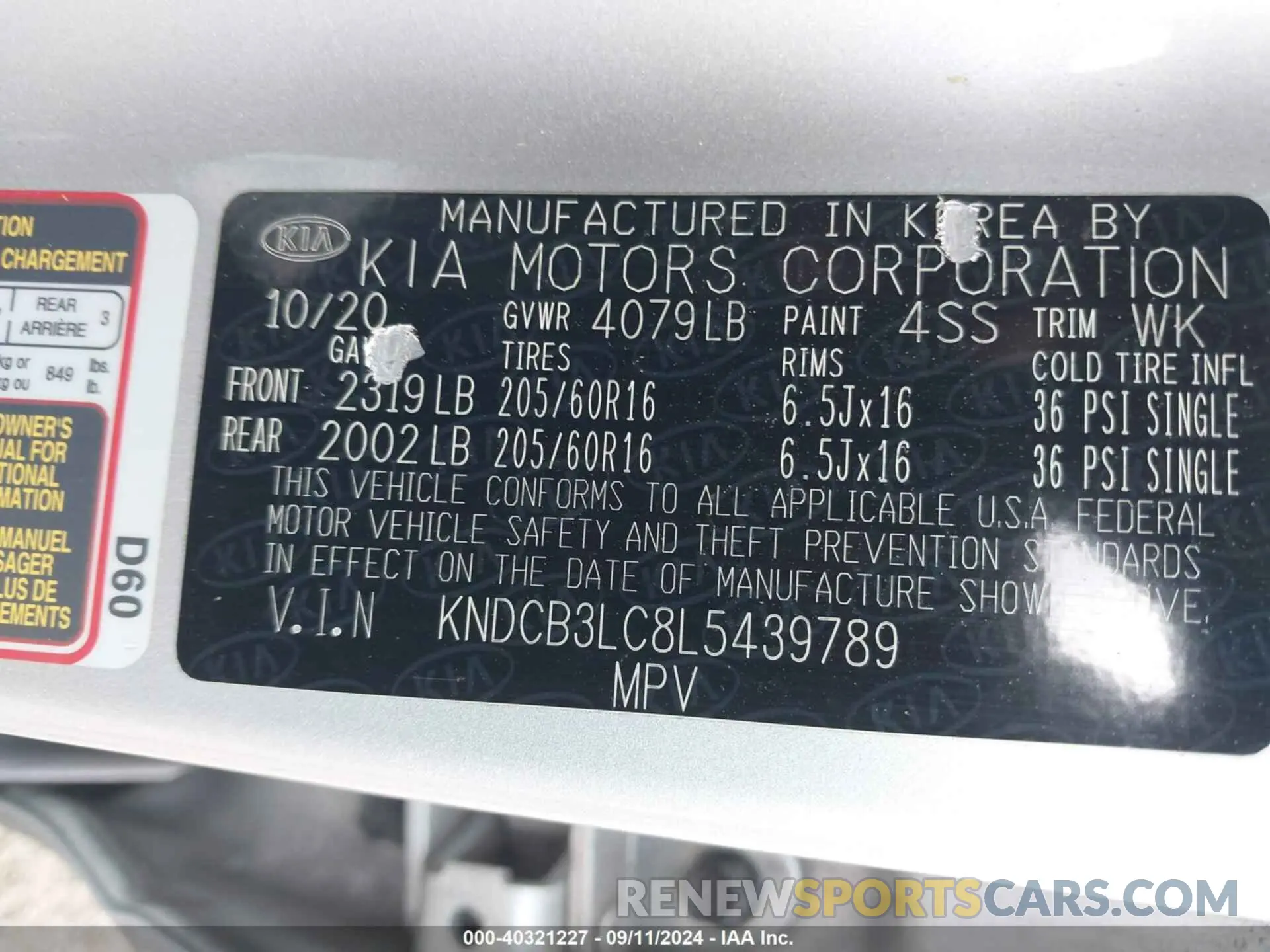 9 Photograph of a damaged car KNDCB3LC8L5439789 KIA NIRO 2020