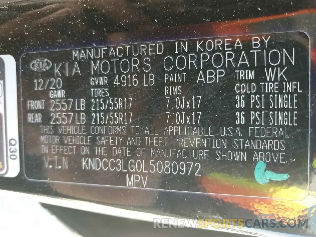 13 Photograph of a damaged car KNDCC3LG0L5080972 KIA NIRO 2020