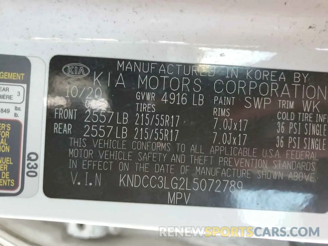 13 Photograph of a damaged car KNDCC3LG2L5072789 KIA NIRO 2020