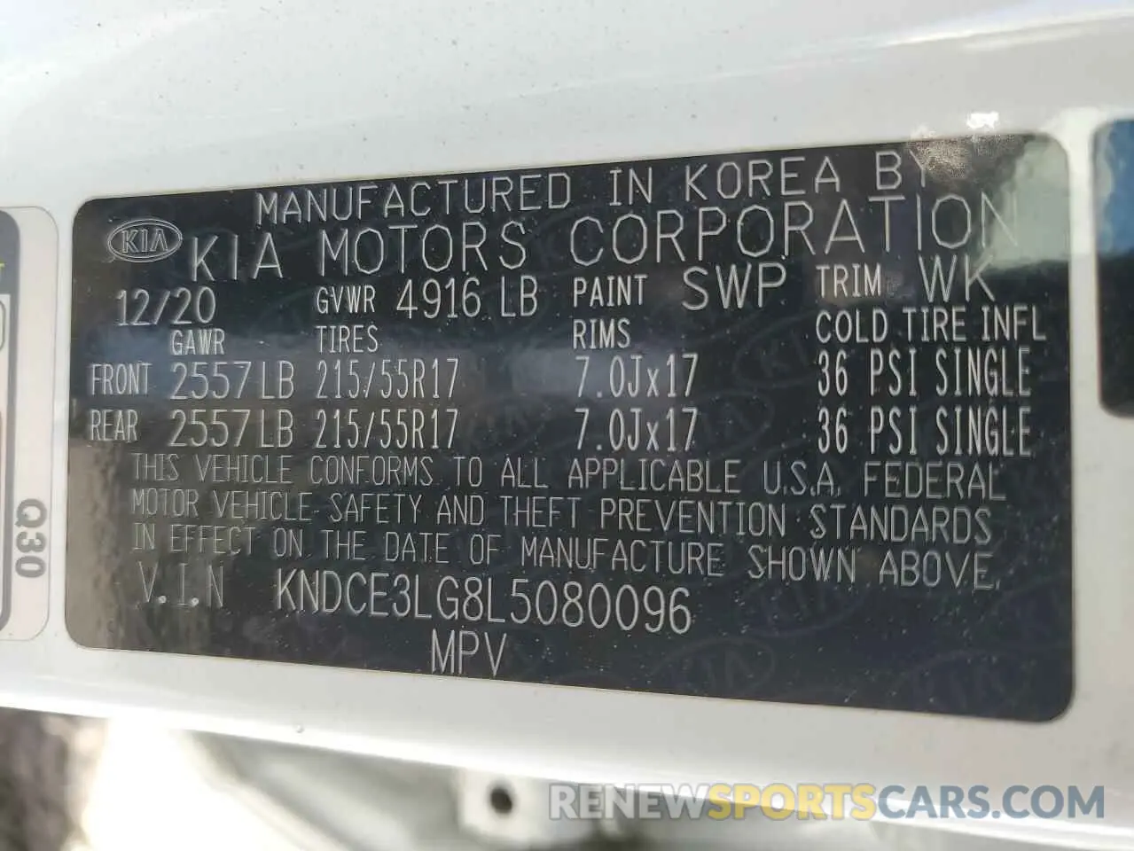 14 Photograph of a damaged car KNDCE3LG8L5080096 KIA NIRO 2020