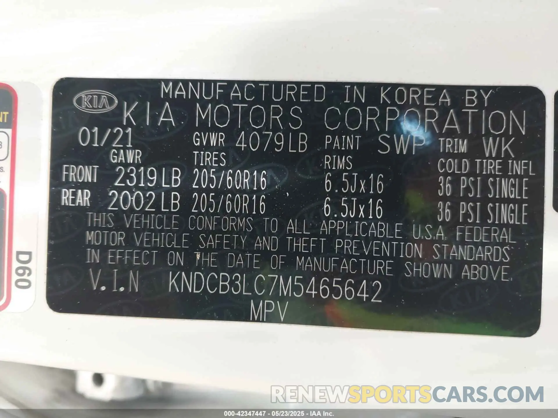 9 Photograph of a damaged car KNDCB3LC7M5465642 KIA NIRO 2021