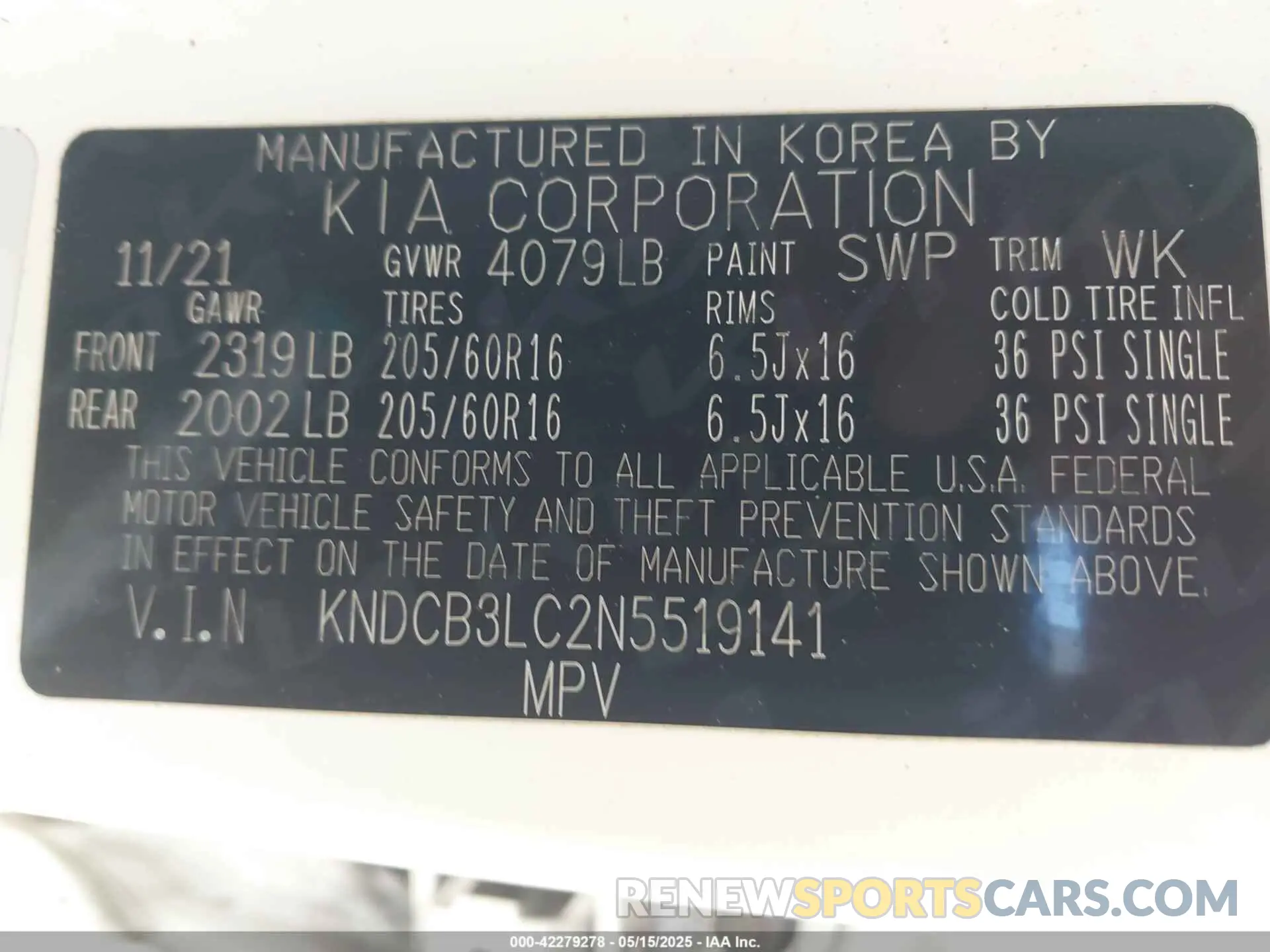 9 Photograph of a damaged car KNDCB3LC2N5519141 KIA NIRO 2022