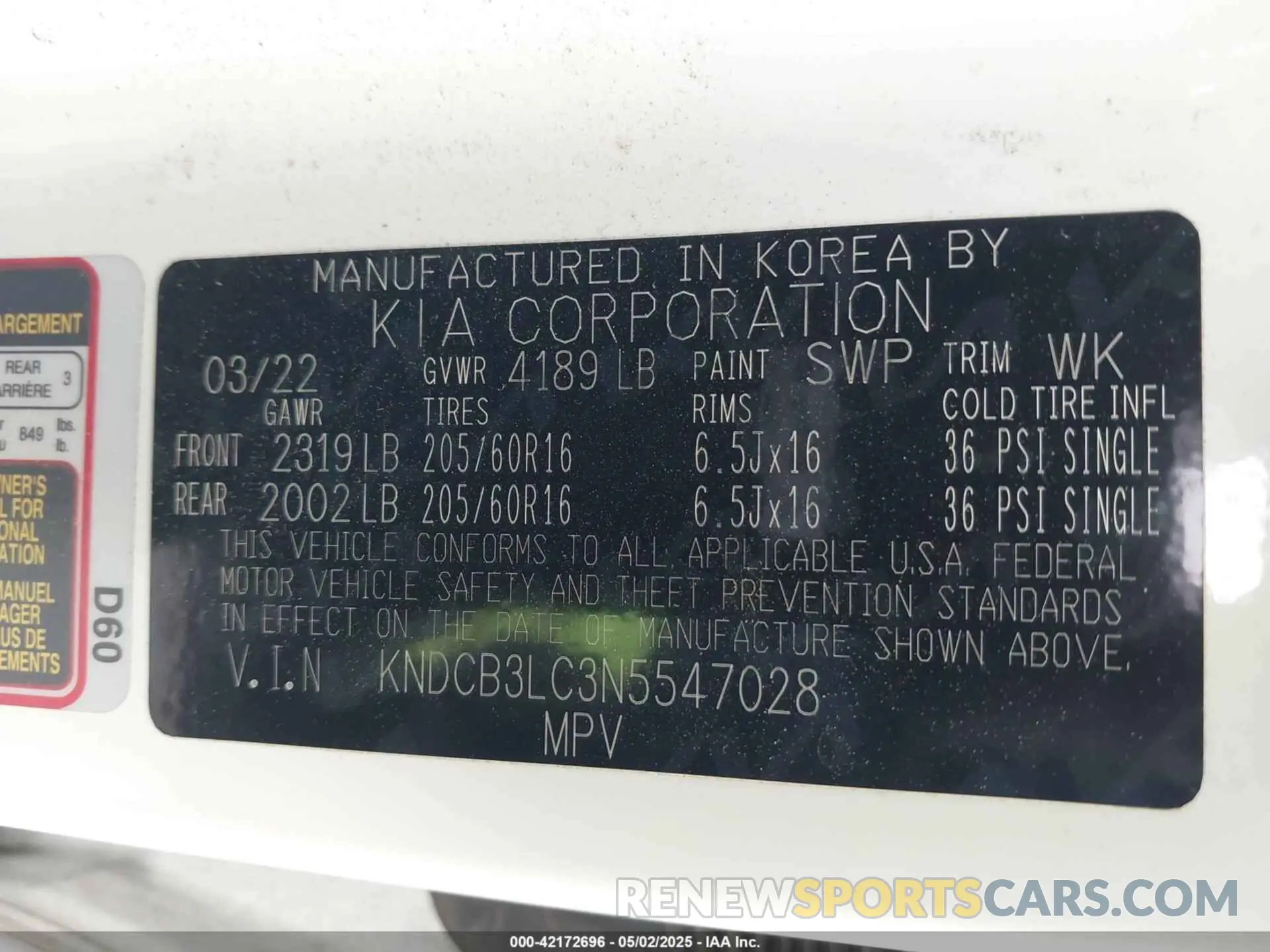 9 Photograph of a damaged car KNDCB3LC3N5547028 KIA NIRO 2022