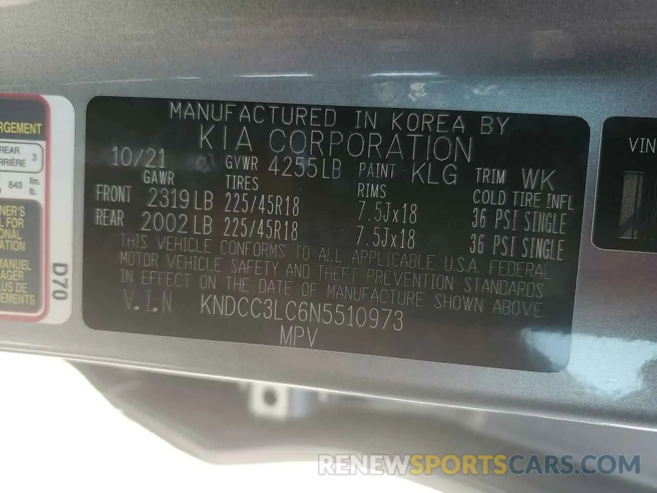 14 Photograph of a damaged car KNDCC3LC6N5510973 KIA NIRO 2022