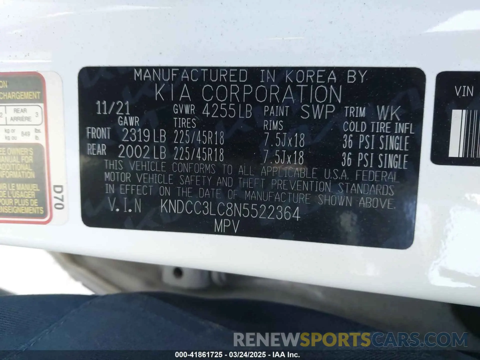 9 Photograph of a damaged car KNDCC3LC8N5522364 KIA NIRO 2022