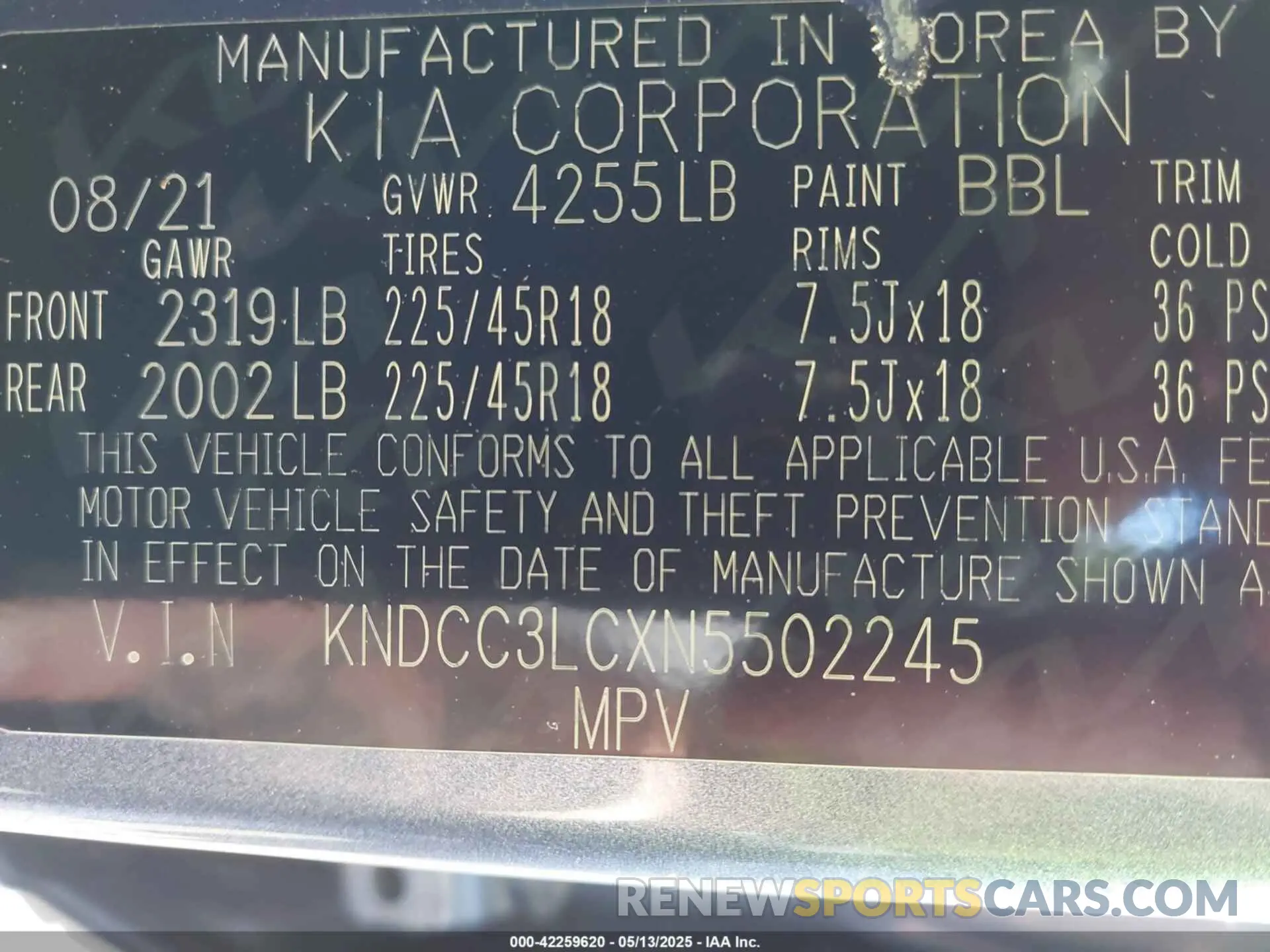 9 Photograph of a damaged car KNDCC3LCXN5502245 KIA NIRO 2022