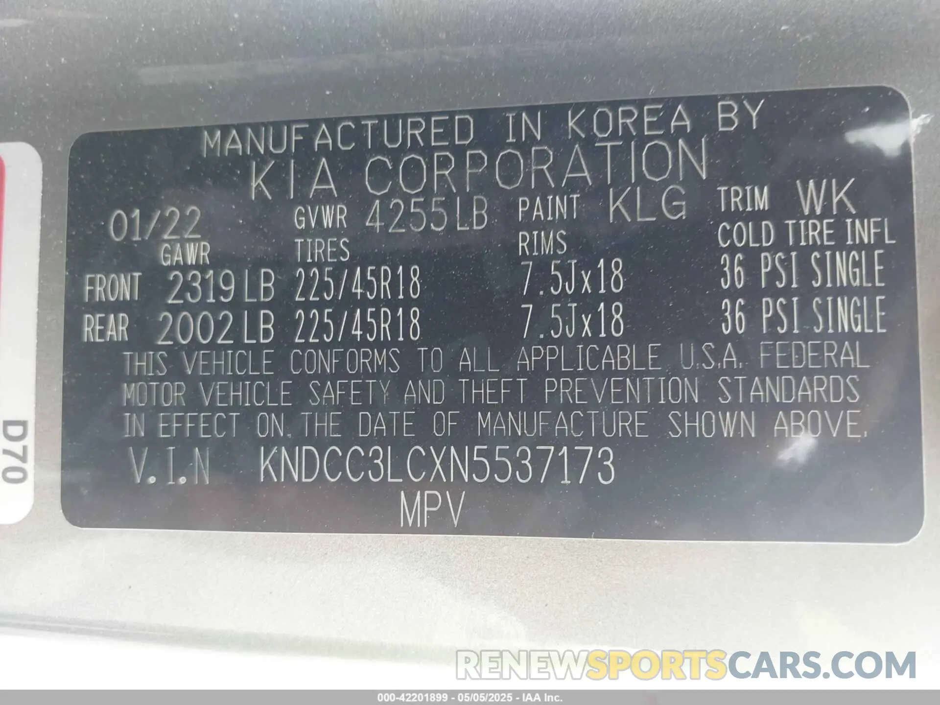 9 Photograph of a damaged car KNDCC3LCXN5537173 KIA NIRO 2022
