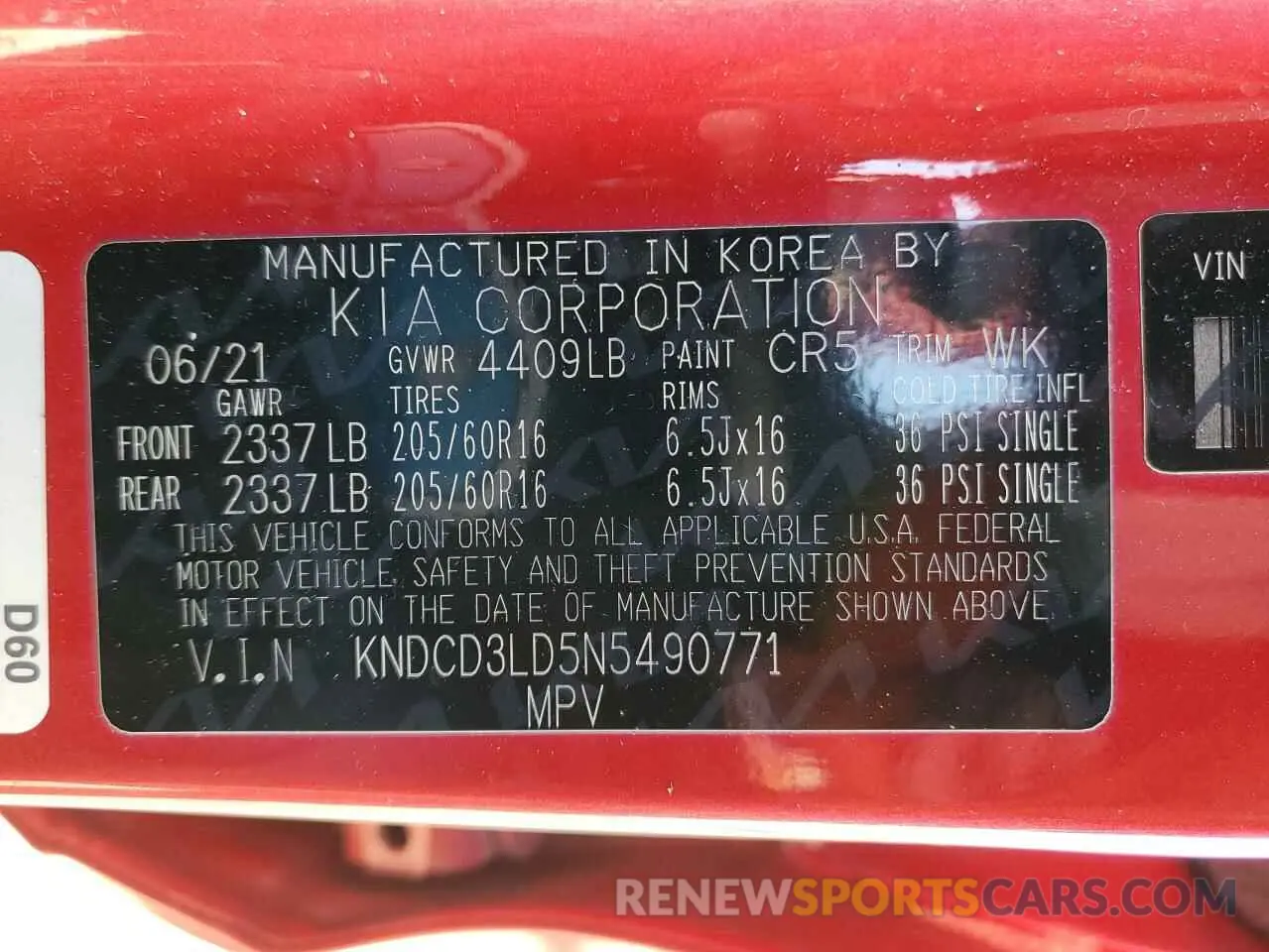 12 Photograph of a damaged car KNDCD3LD5N5490771 KIA NIRO 2022