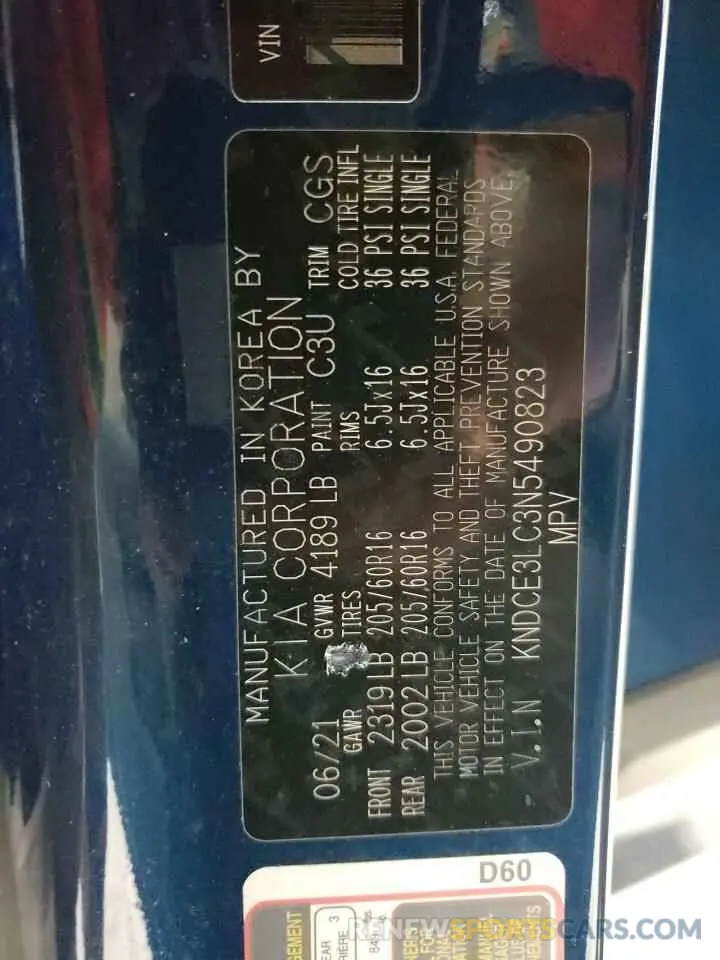 14 Photograph of a damaged car KNDCE3LC3N5490823 KIA NIRO 2022