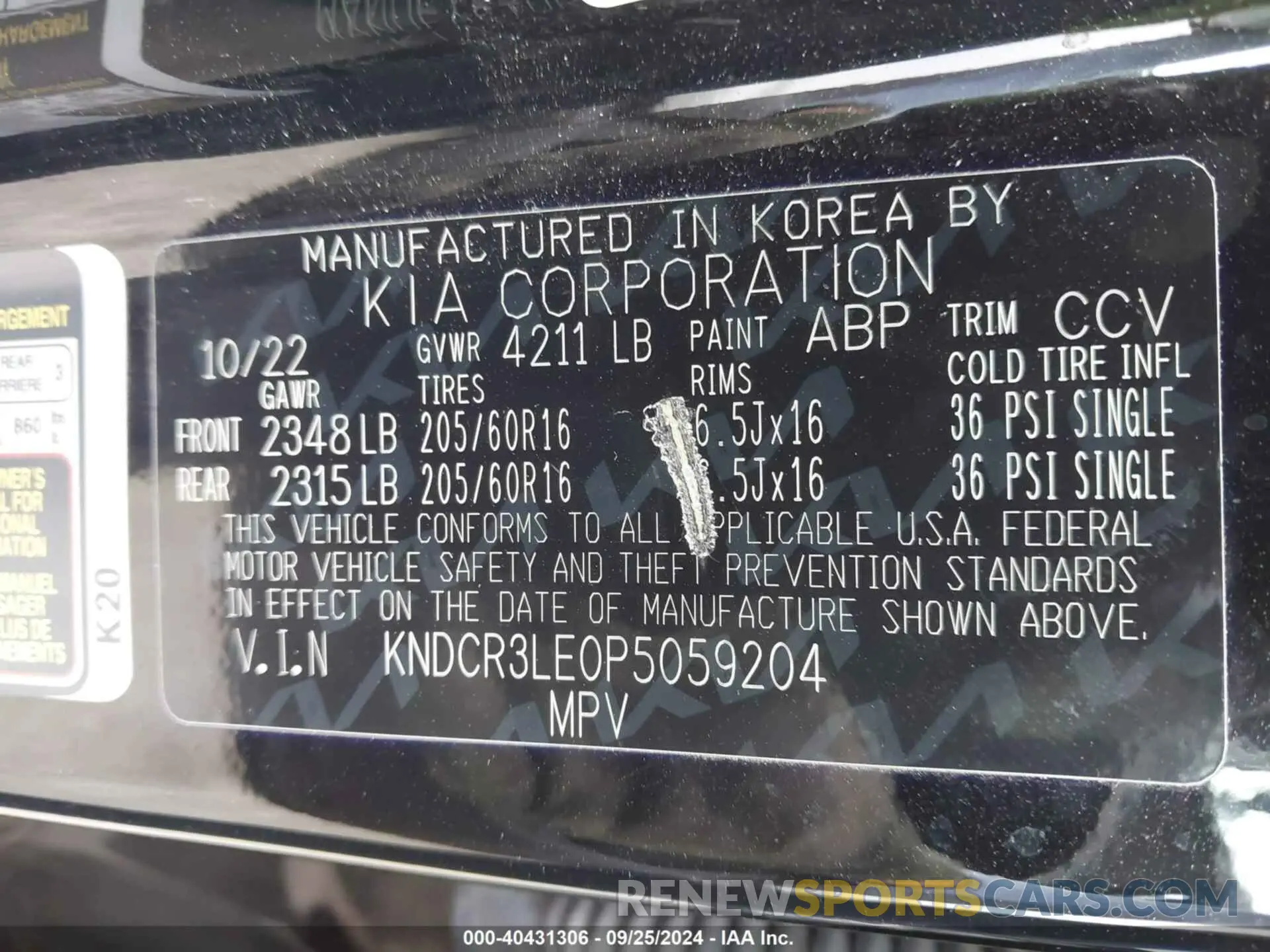 9 Photograph of a damaged car KNDCR3LE0P5059204 KIA NIRO 2023