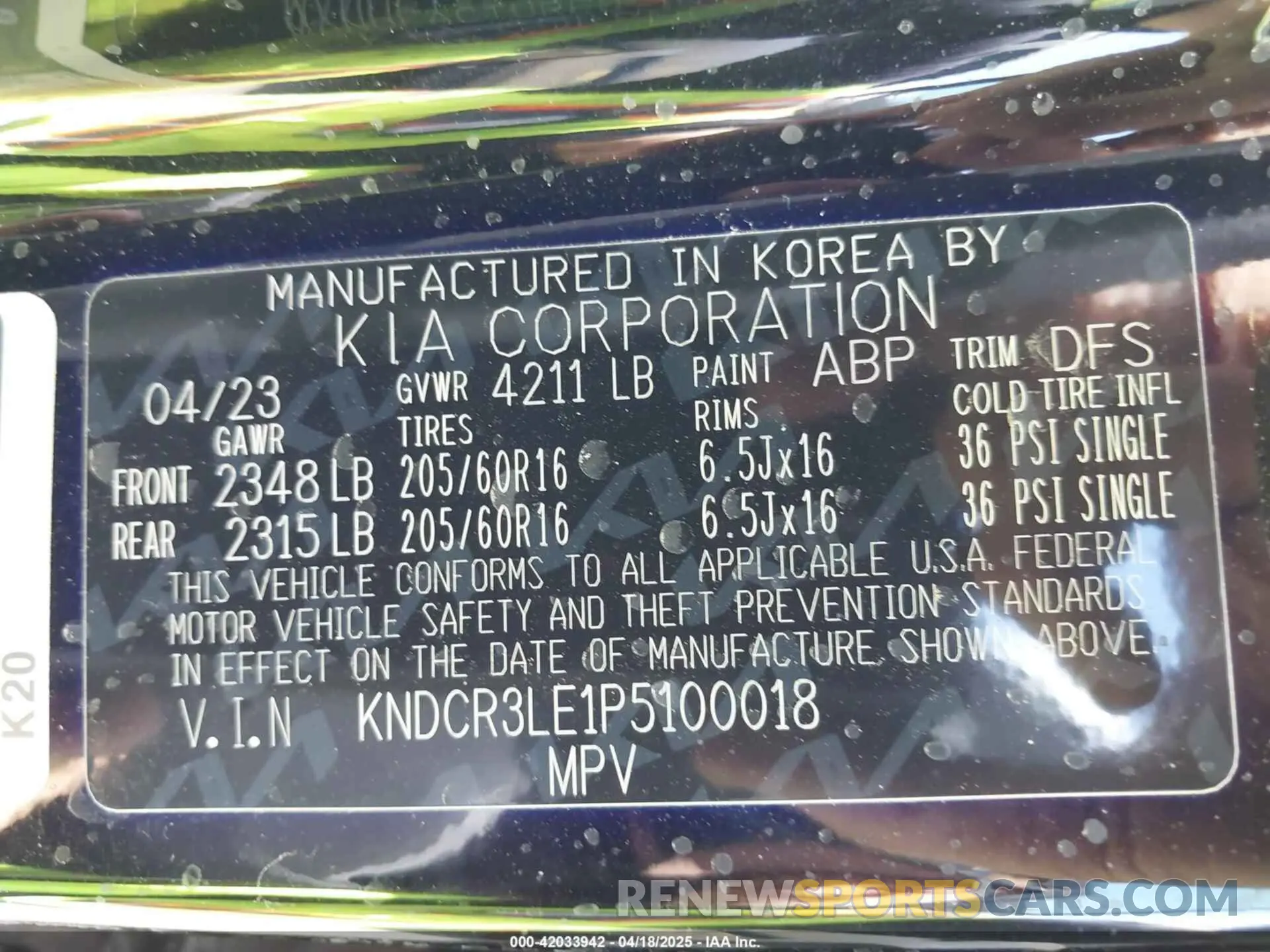 9 Photograph of a damaged car KNDCR3LE1P5100018 KIA NIRO 2023