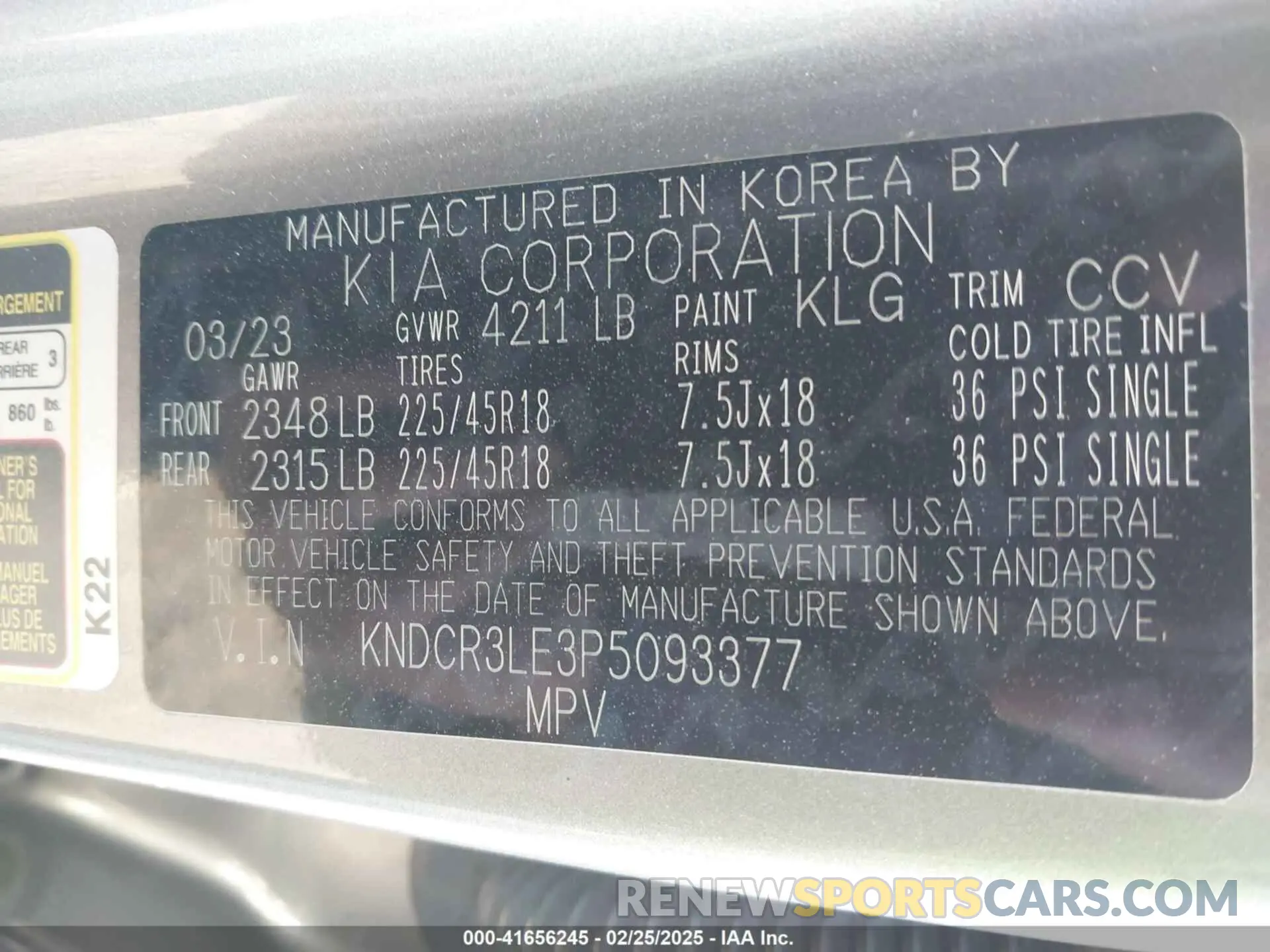 9 Photograph of a damaged car KNDCR3LE3P5093377 KIA NIRO 2023