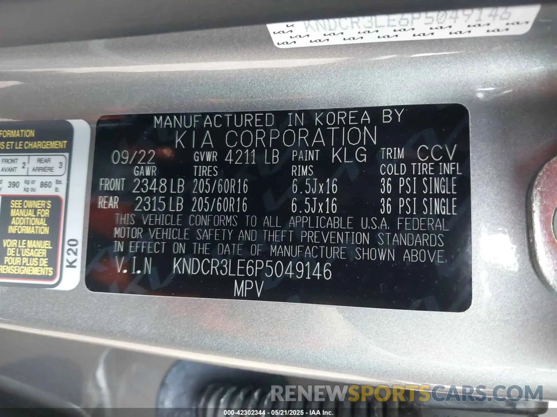 9 Photograph of a damaged car KNDCR3LE6P5049146 KIA NIRO 2023