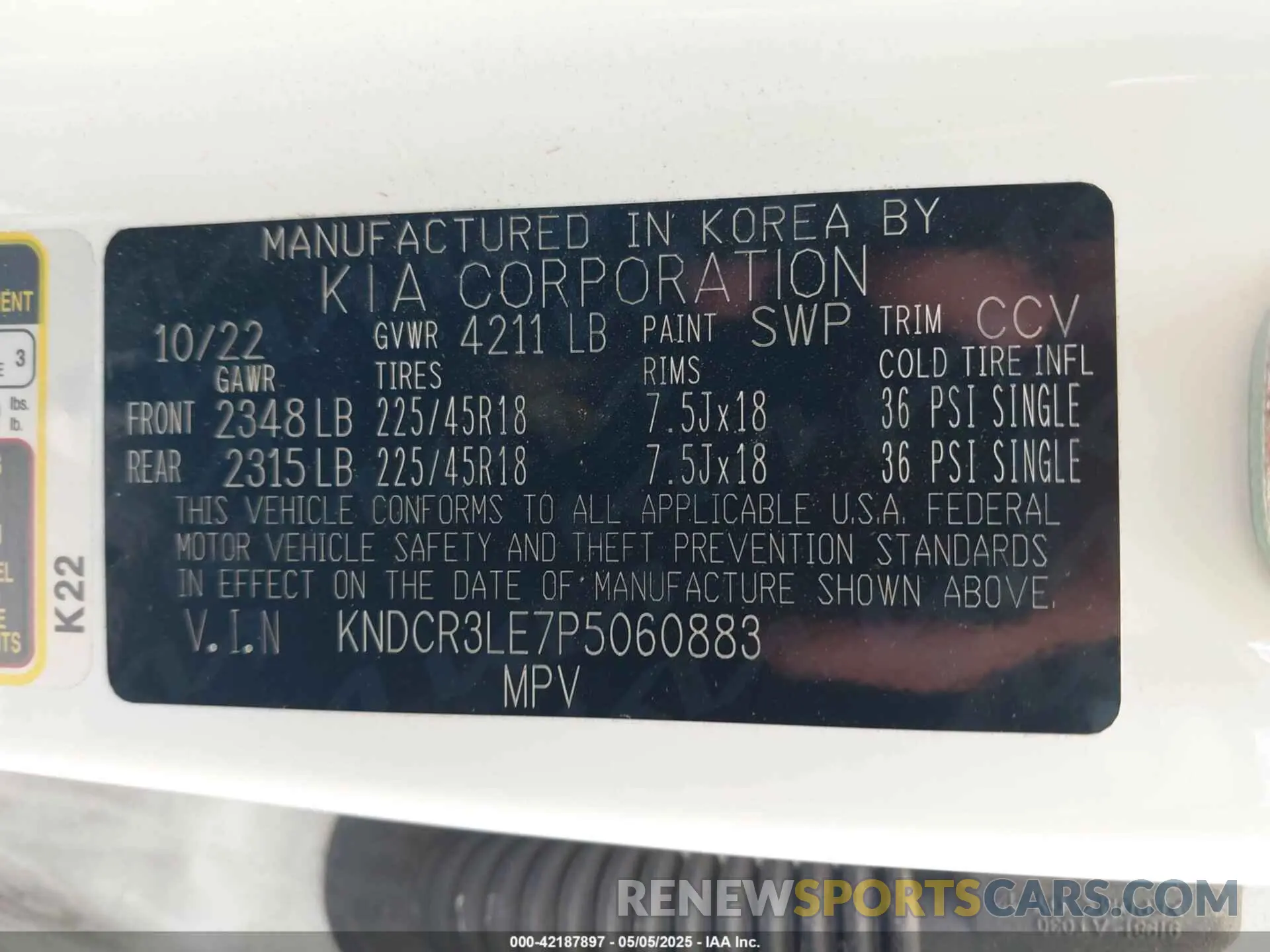 9 Photograph of a damaged car KNDCR3LE7P5060883 KIA NIRO 2023