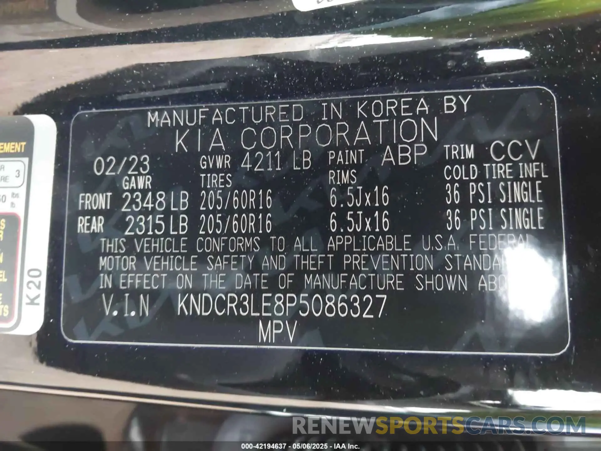 9 Photograph of a damaged car KNDCR3LE8P5086327 KIA NIRO 2023
