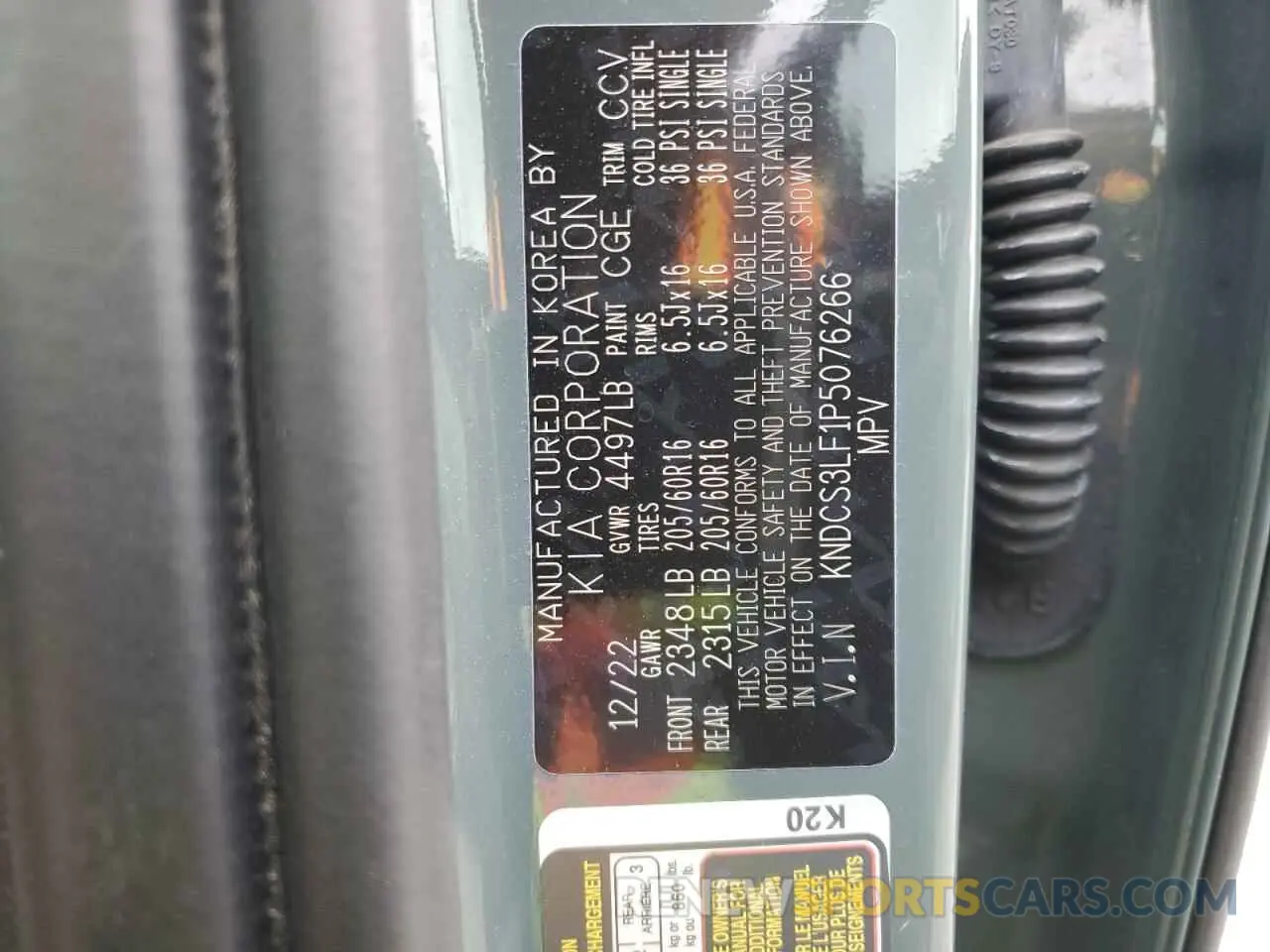 12 Photograph of a damaged car KNDCS3LF1P5076266 KIA NIRO 2023