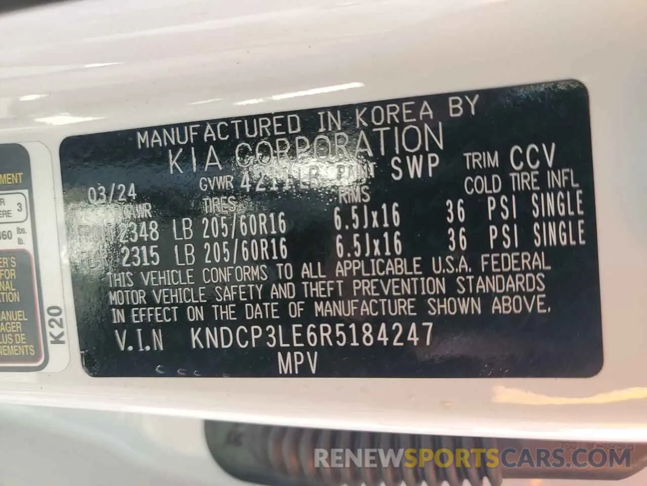 16 Photograph of a damaged car KNDCP3LE6R5184247 KIA NIRO 2024