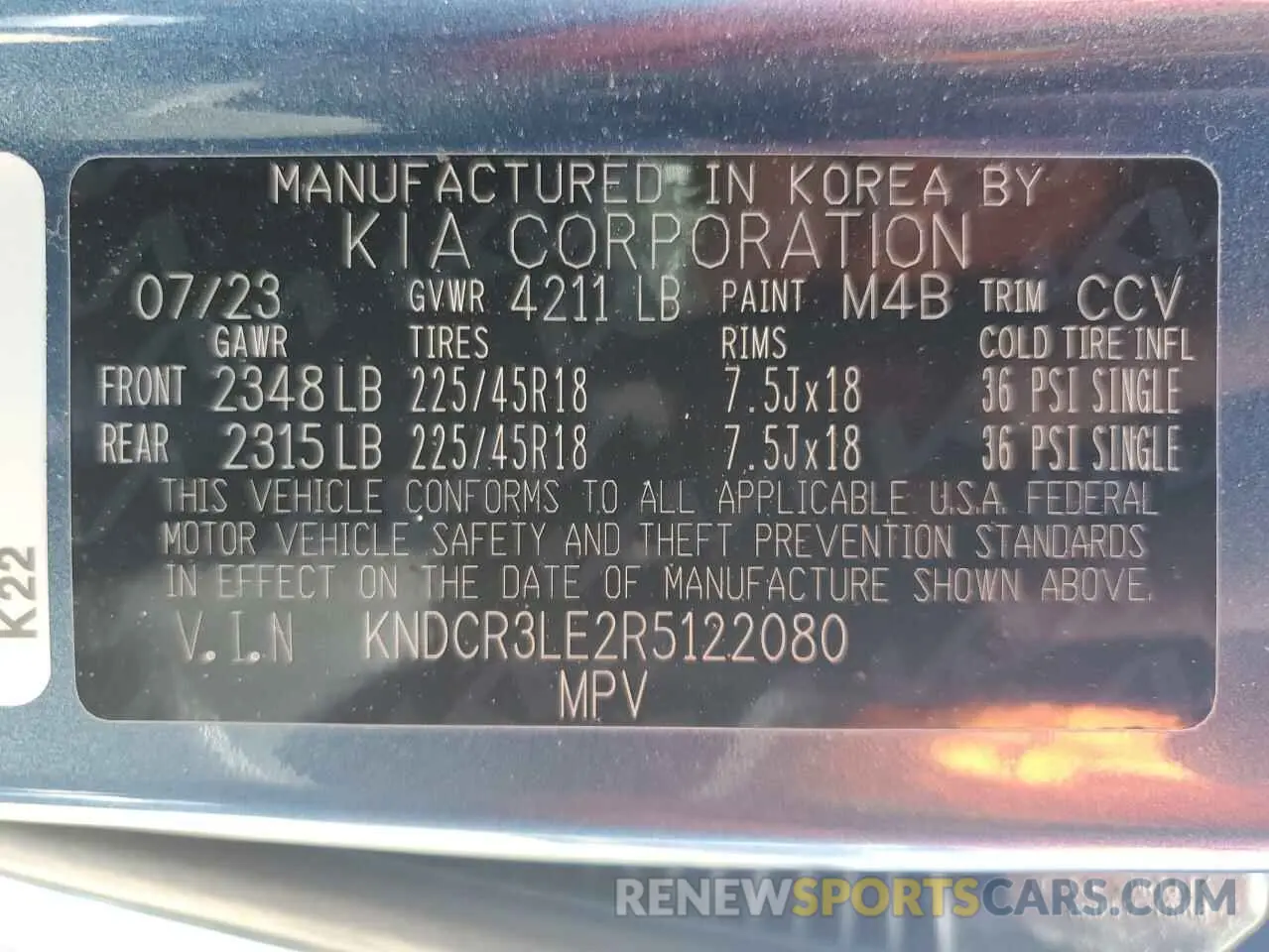 13 Photograph of a damaged car KNDCR3LE2R5122080 KIA NIRO 2024