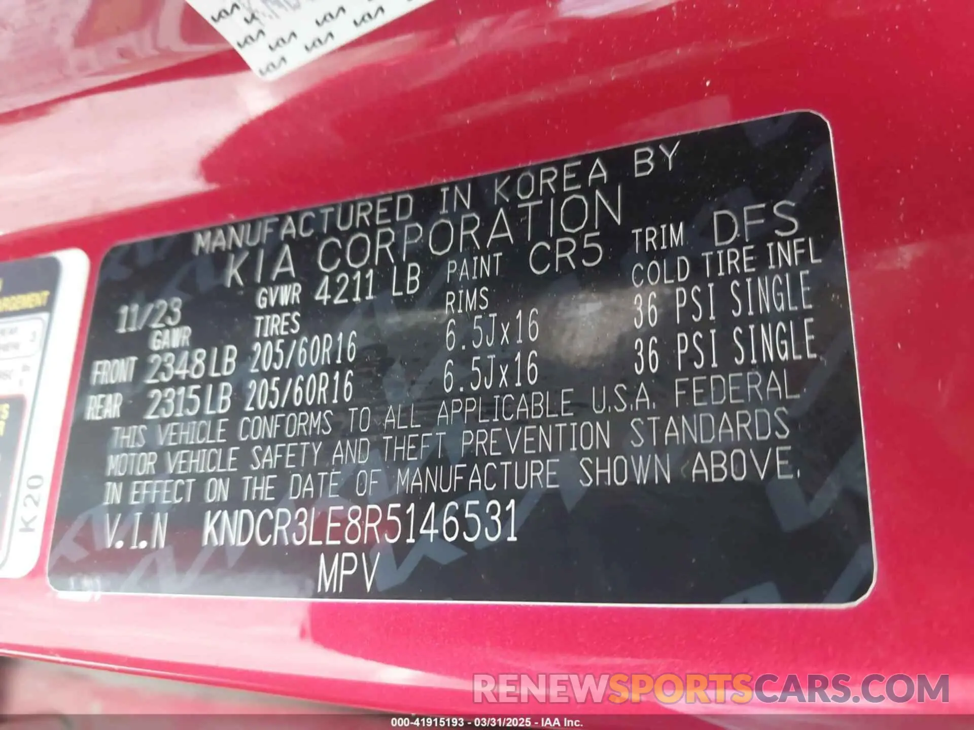 9 Photograph of a damaged car KNDCR3LE8R5146531 KIA NIRO 2024