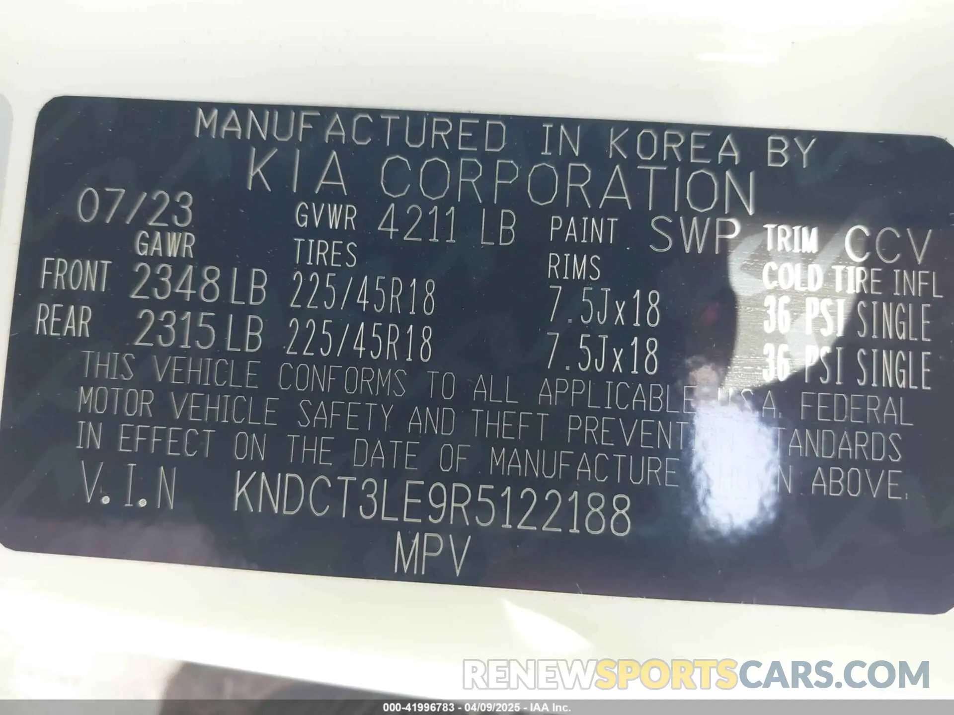 9 Photograph of a damaged car KNDCT3LE9R5122188 KIA NIRO 2024