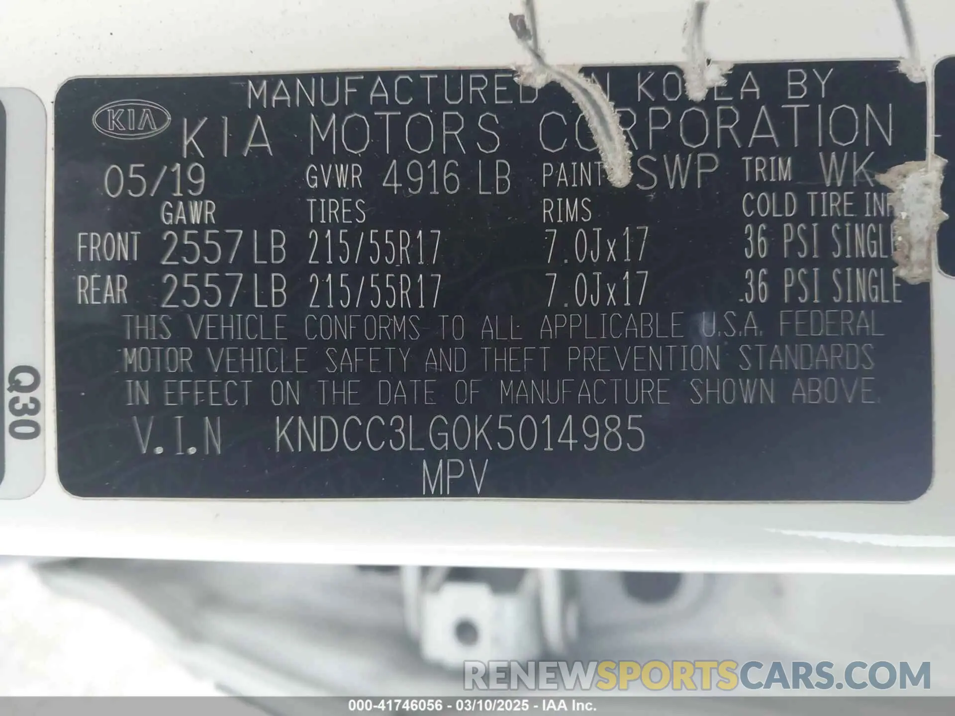 9 Photograph of a damaged car KNDCC3LG0K5014985 KIA NIRO EV 2019