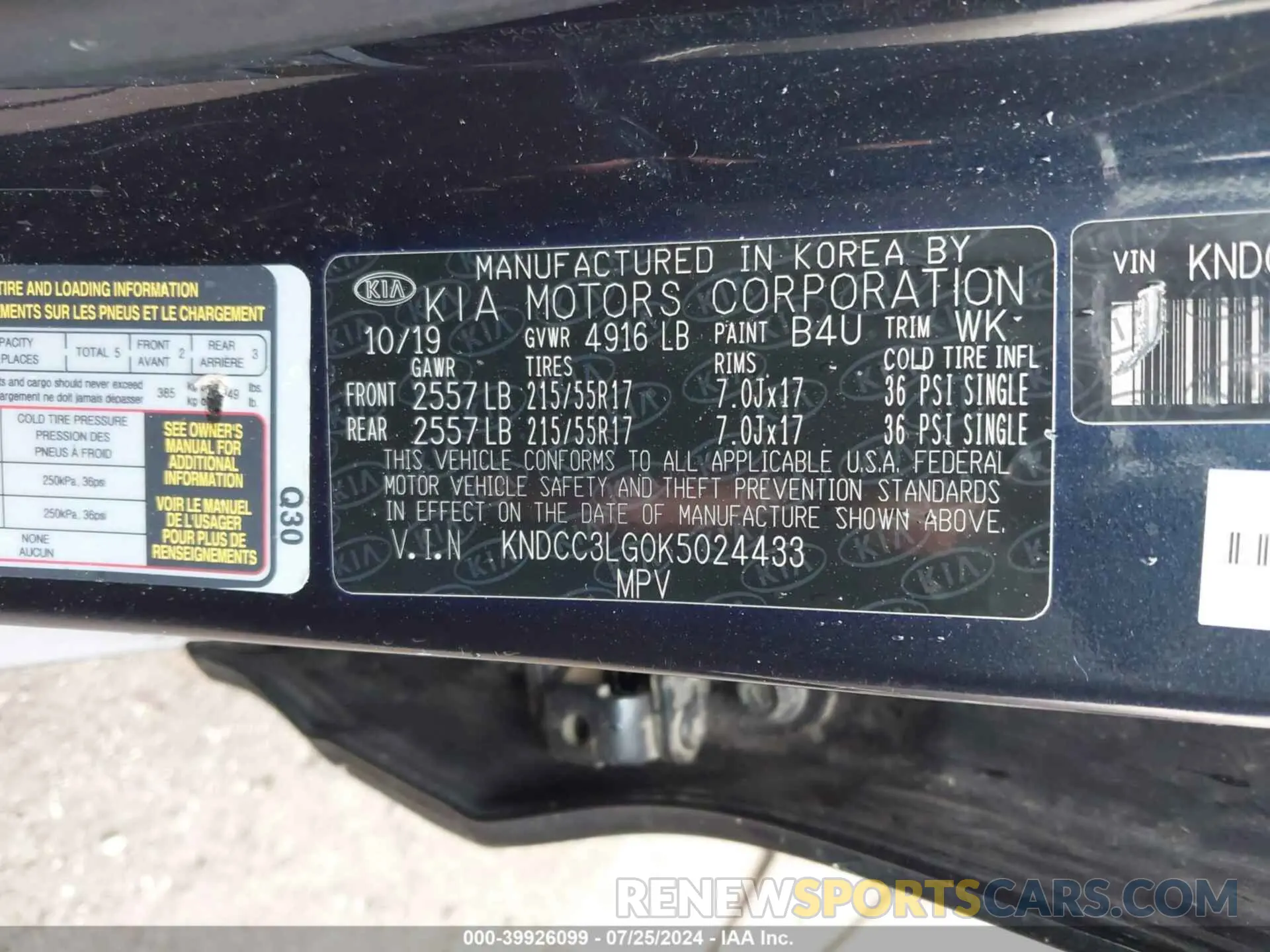 9 Photograph of a damaged car KNDCC3LG0K5024433 KIA NIRO EV 2019