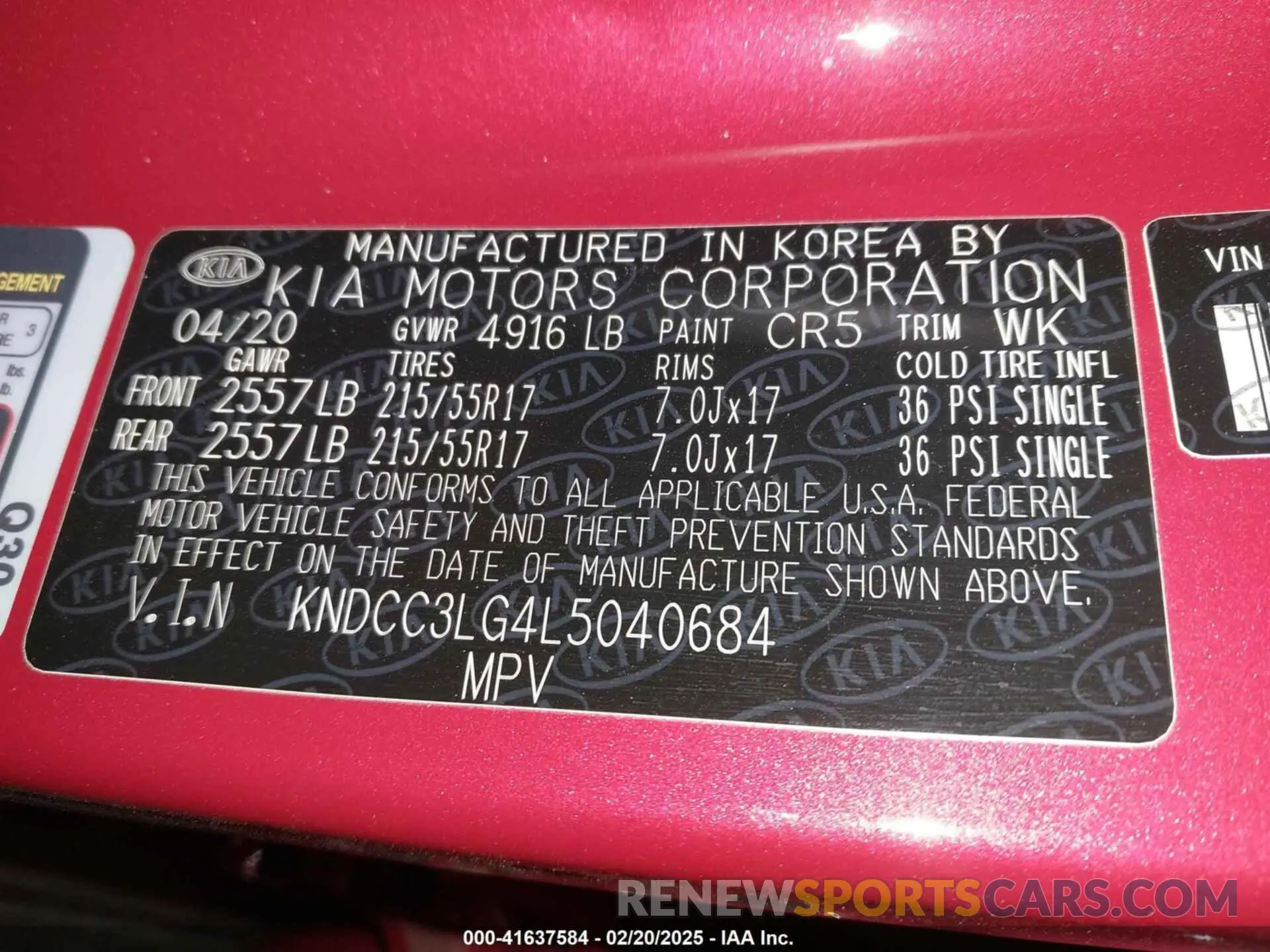 9 Photograph of a damaged car KNDCC3LG4L5040684 KIA NIRO EV 2020