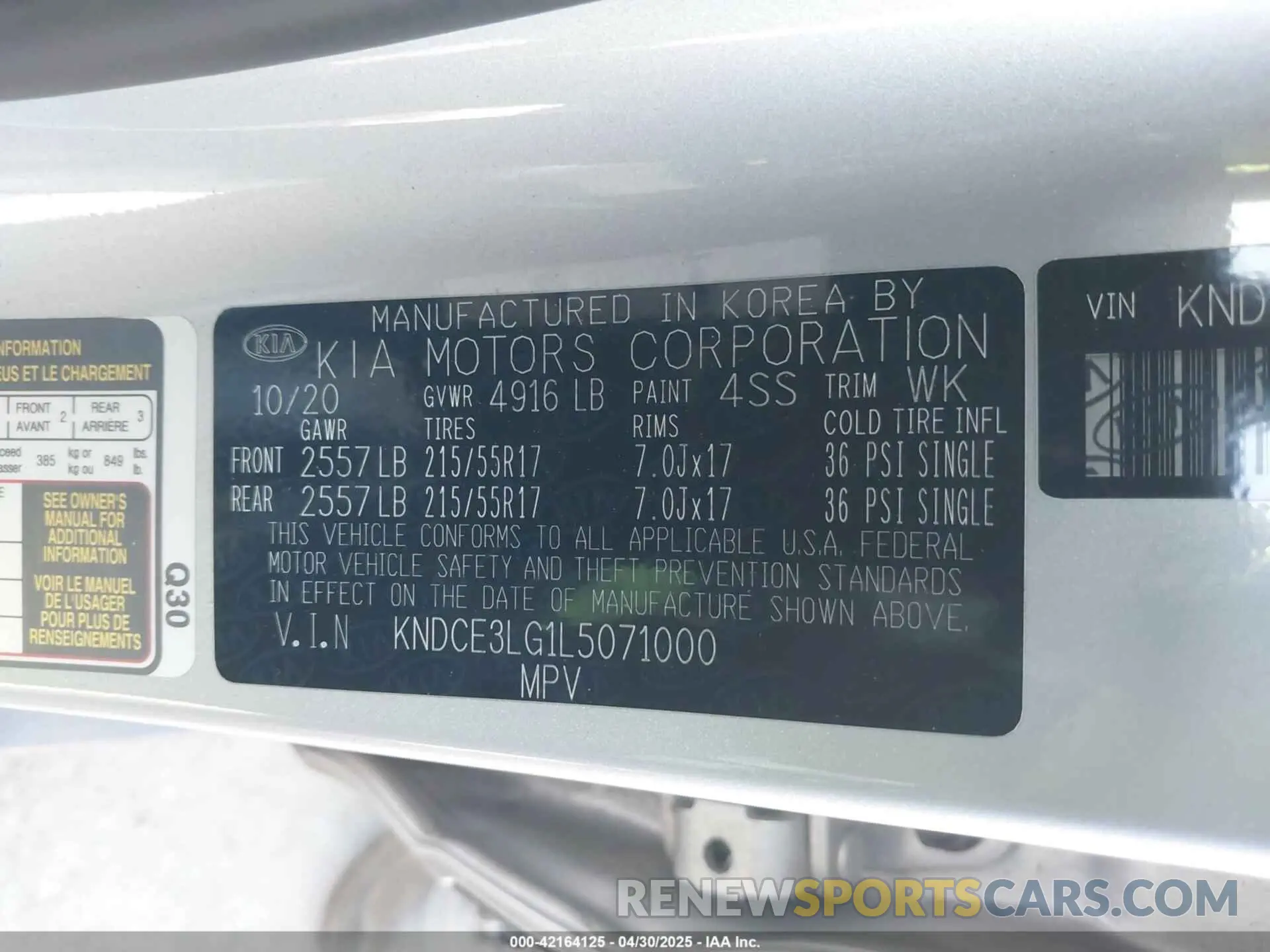 9 Photograph of a damaged car KNDCE3LG1L5071000 KIA NIRO EV 2020