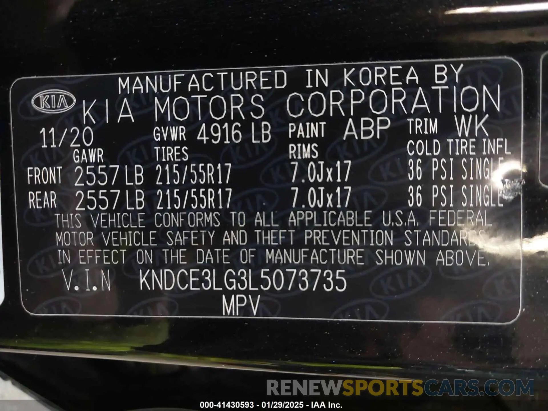 9 Photograph of a damaged car KNDCE3LG3L5073735 KIA NIRO EV 2020