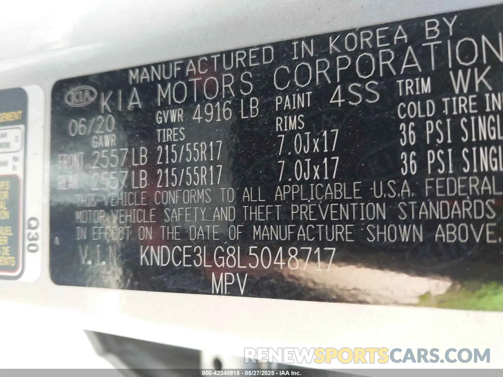 9 Photograph of a damaged car KNDCE3LG8L5048717 KIA NIRO EV 2020