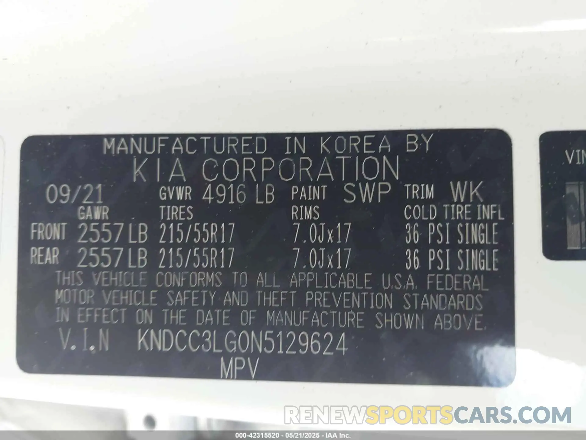 9 Photograph of a damaged car KNDCC3LG0N5129624 KIA NIRO EV 2022
